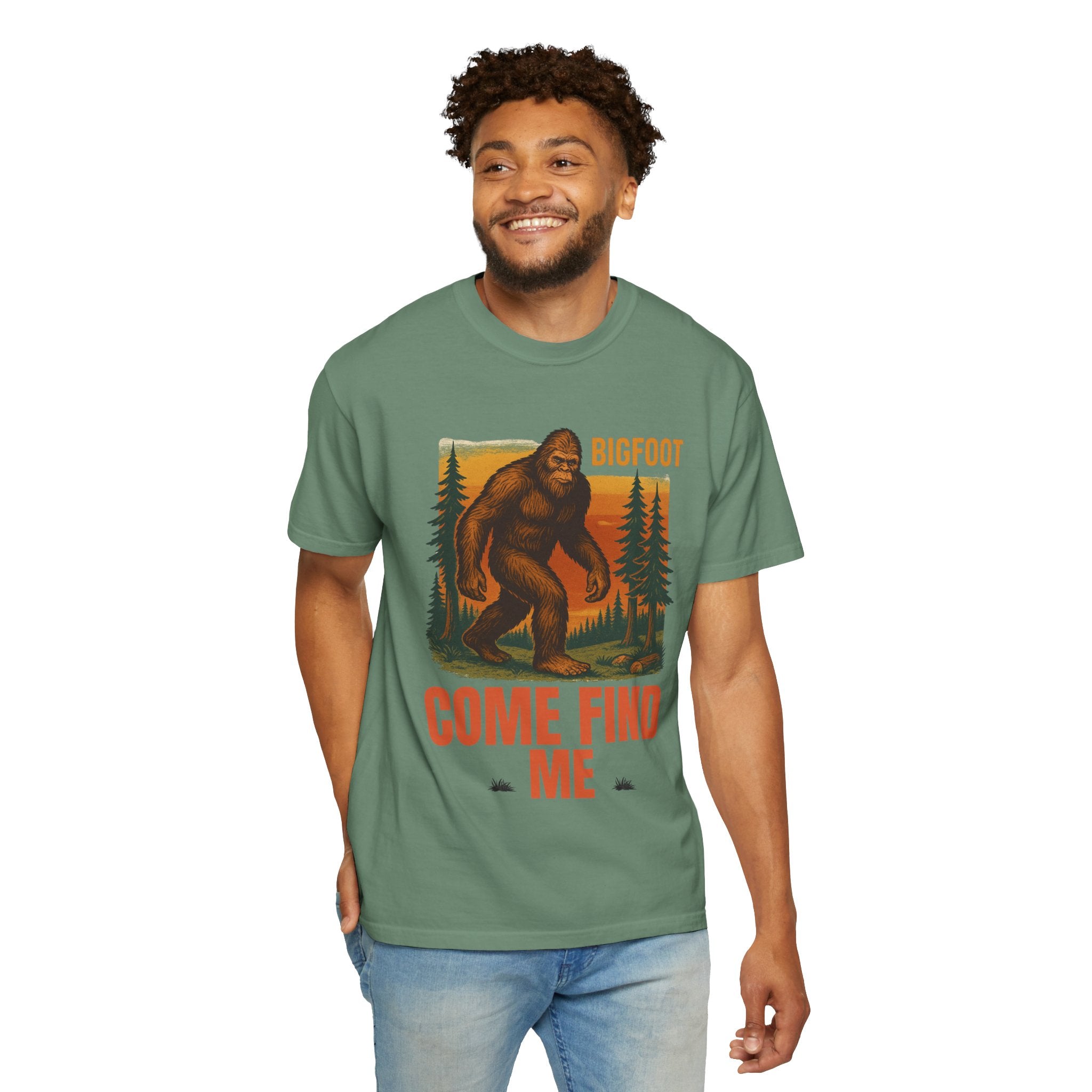 Bigfoot Come Find Me T-Shirt, Unisex Tee for Nature Lovers, Adventure Gear, Wilderness Apparel, Fun Gift for Outdoorsy Friends