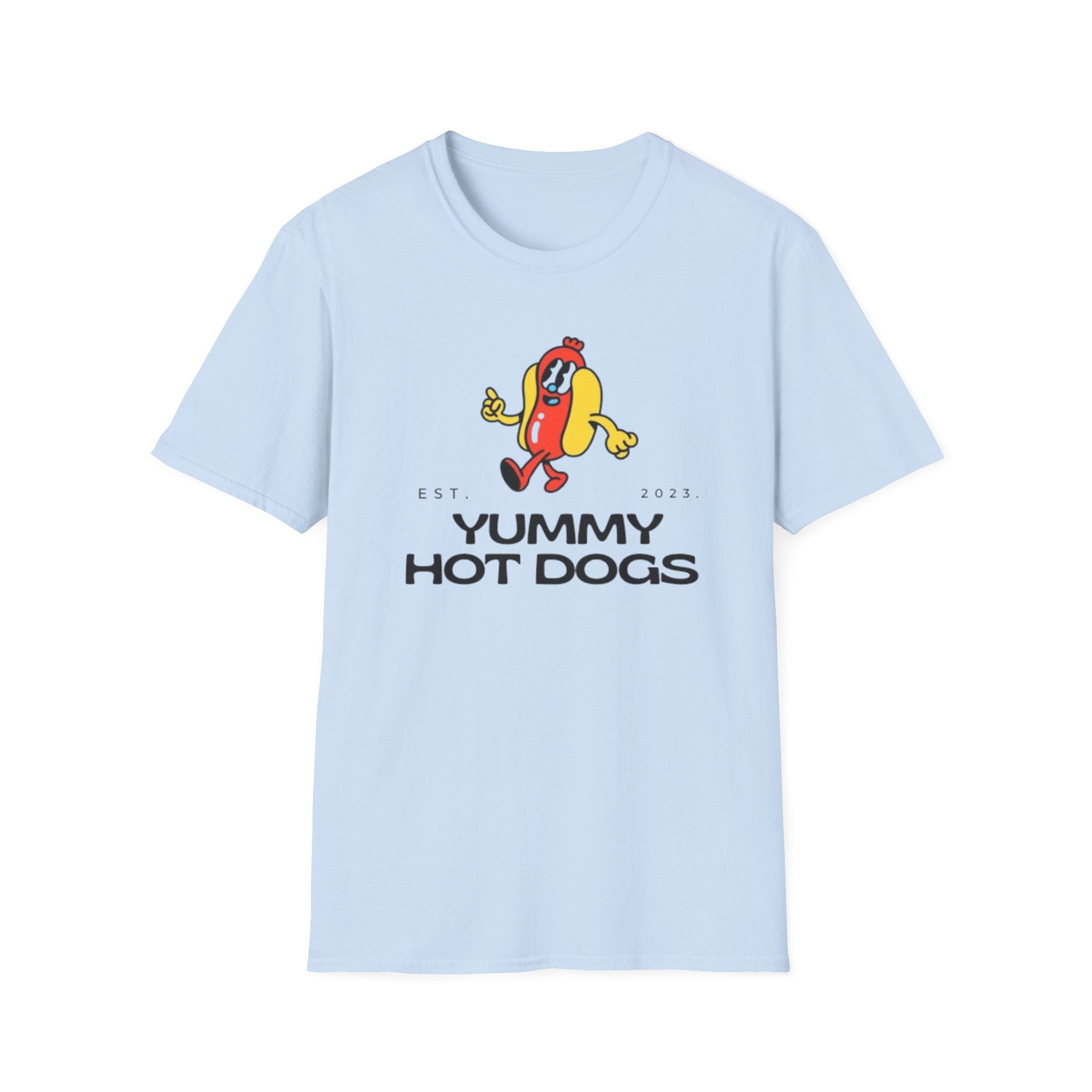 Yummy Hot Dogs Unisex Softstyle T-Shirt – Fun Foodie Graphic Tee for..