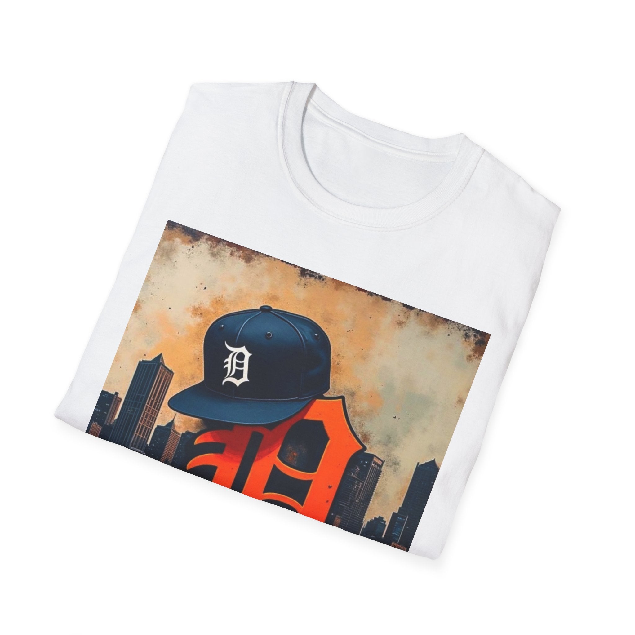 Detroit D Skyline Tee — Vintage D Logo with Cap Graphic