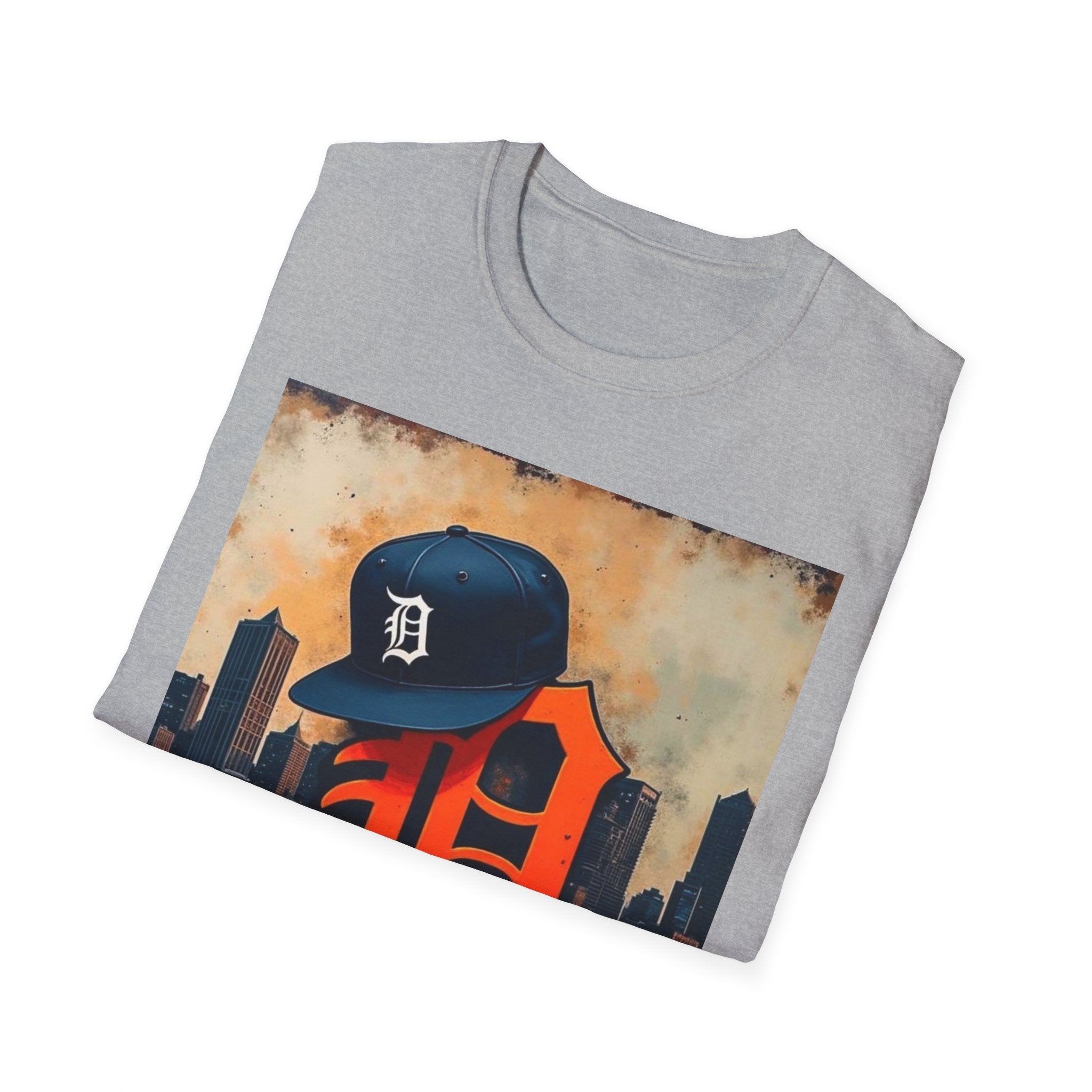 Detroit D Skyline Tee — Vintage D Logo with Cap Graphic