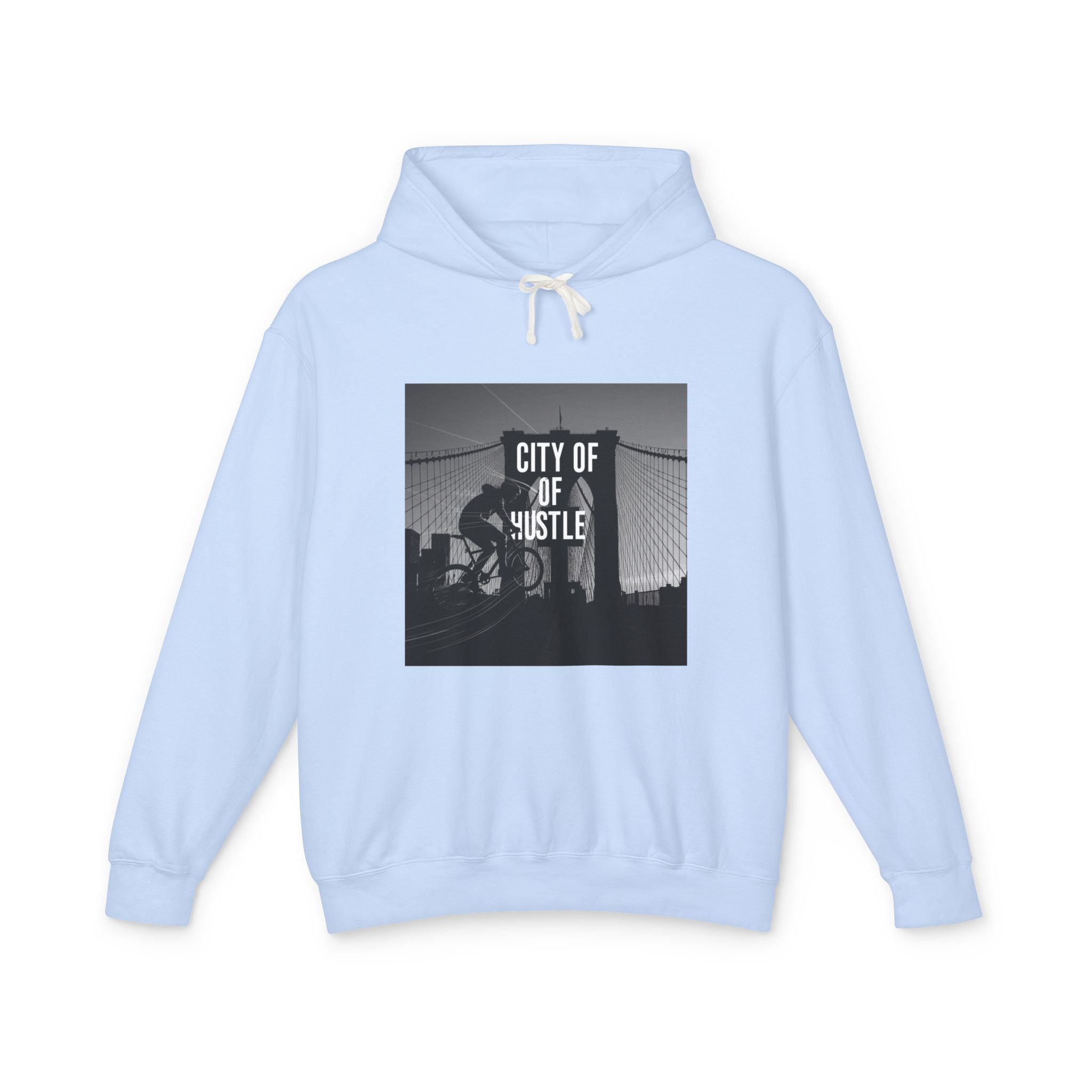 City of Hustle Unisex Lightweight Hooded Sweatshirt - Inspirational Urban Style