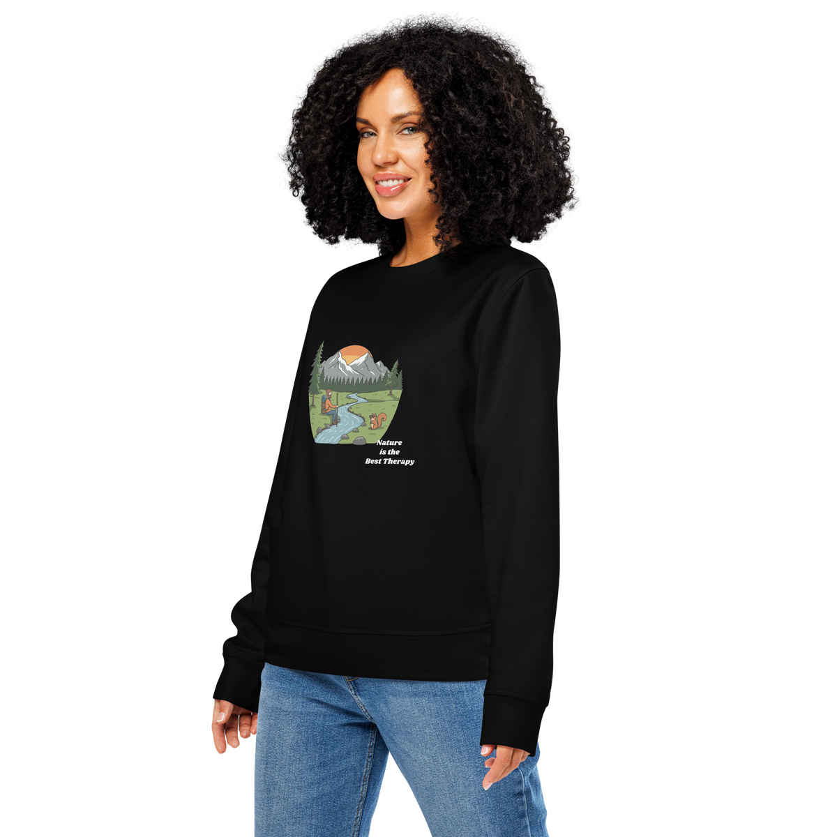 Scenic Mountain River Crewneck — Sunrise Wilderness Sweatshirt