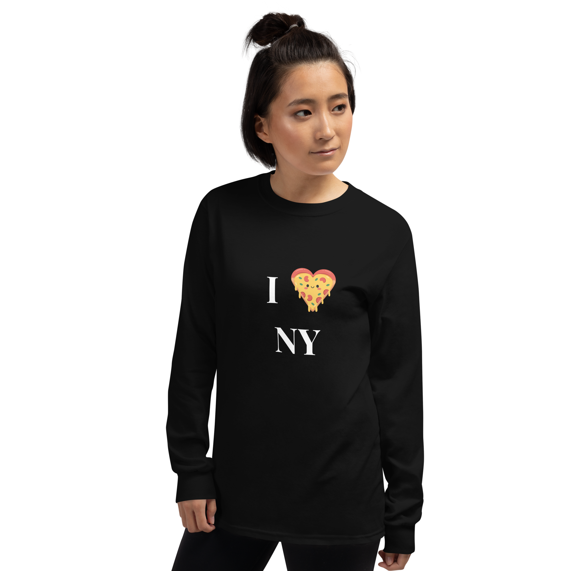 I Love NY Pizza Long Sleeve T-Shirt - Garment-Dyed Unisex Tee