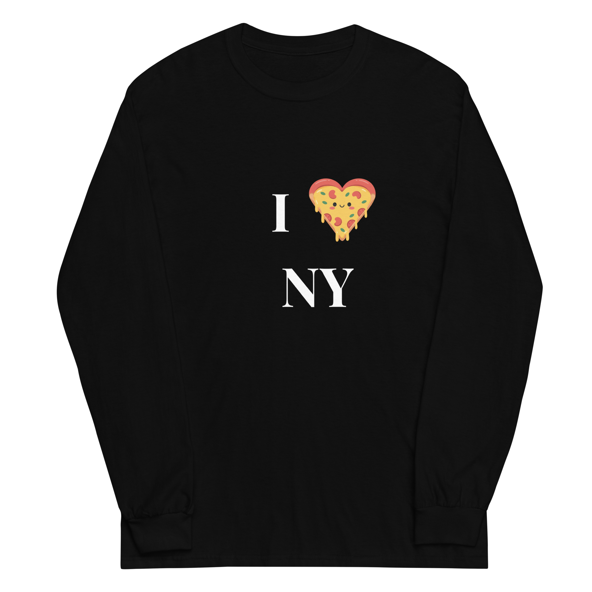 I Love NY Pizza Long Sleeve T-Shirt - Garment-Dyed Unisex Tee