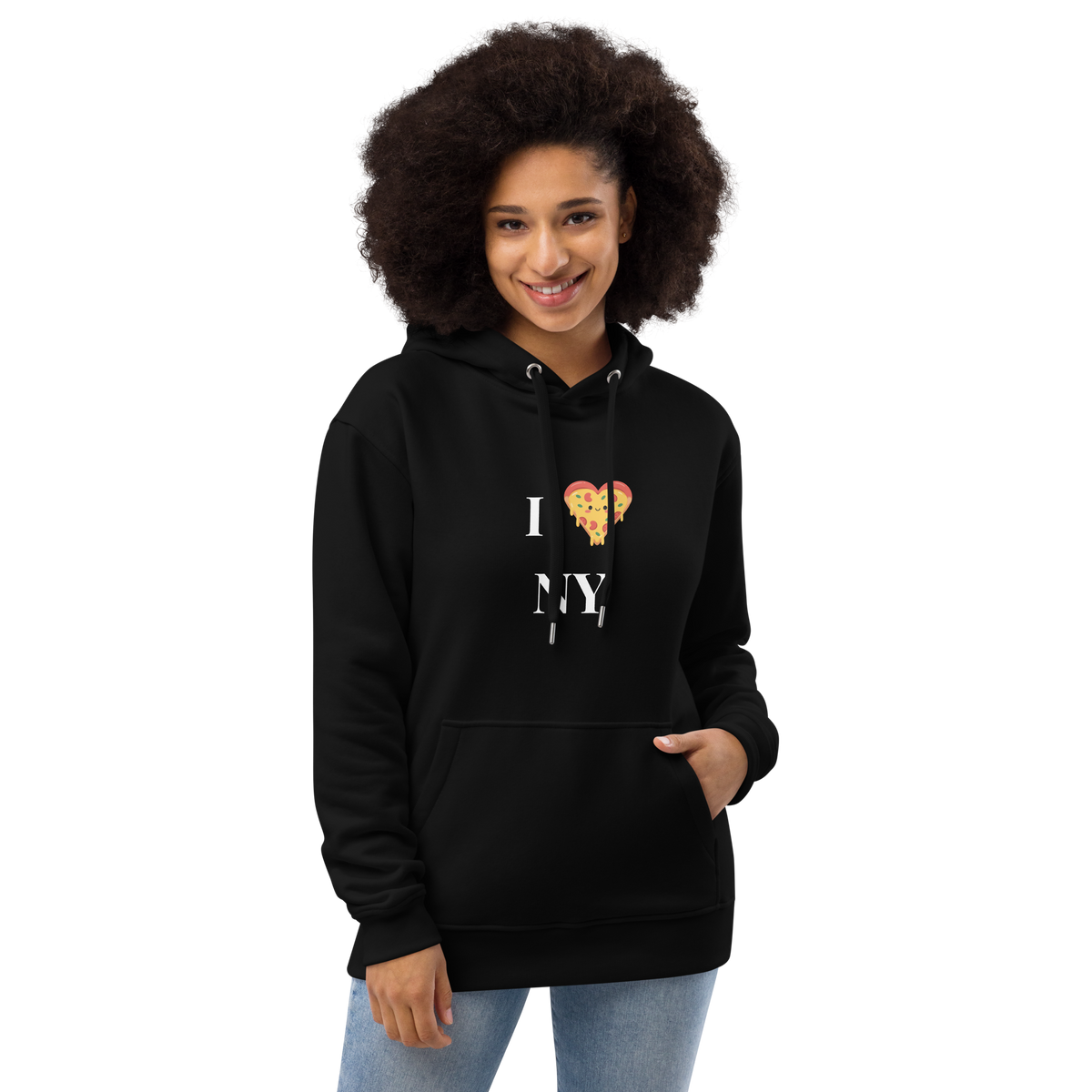 Pizza I NY Hoodie — Cozy Grey Fleece Pullover