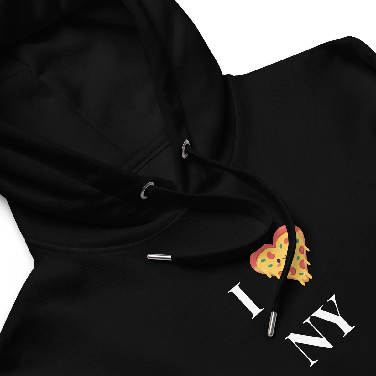 Pizza I NY Hoodie — Cozy Grey Fleece Pullover