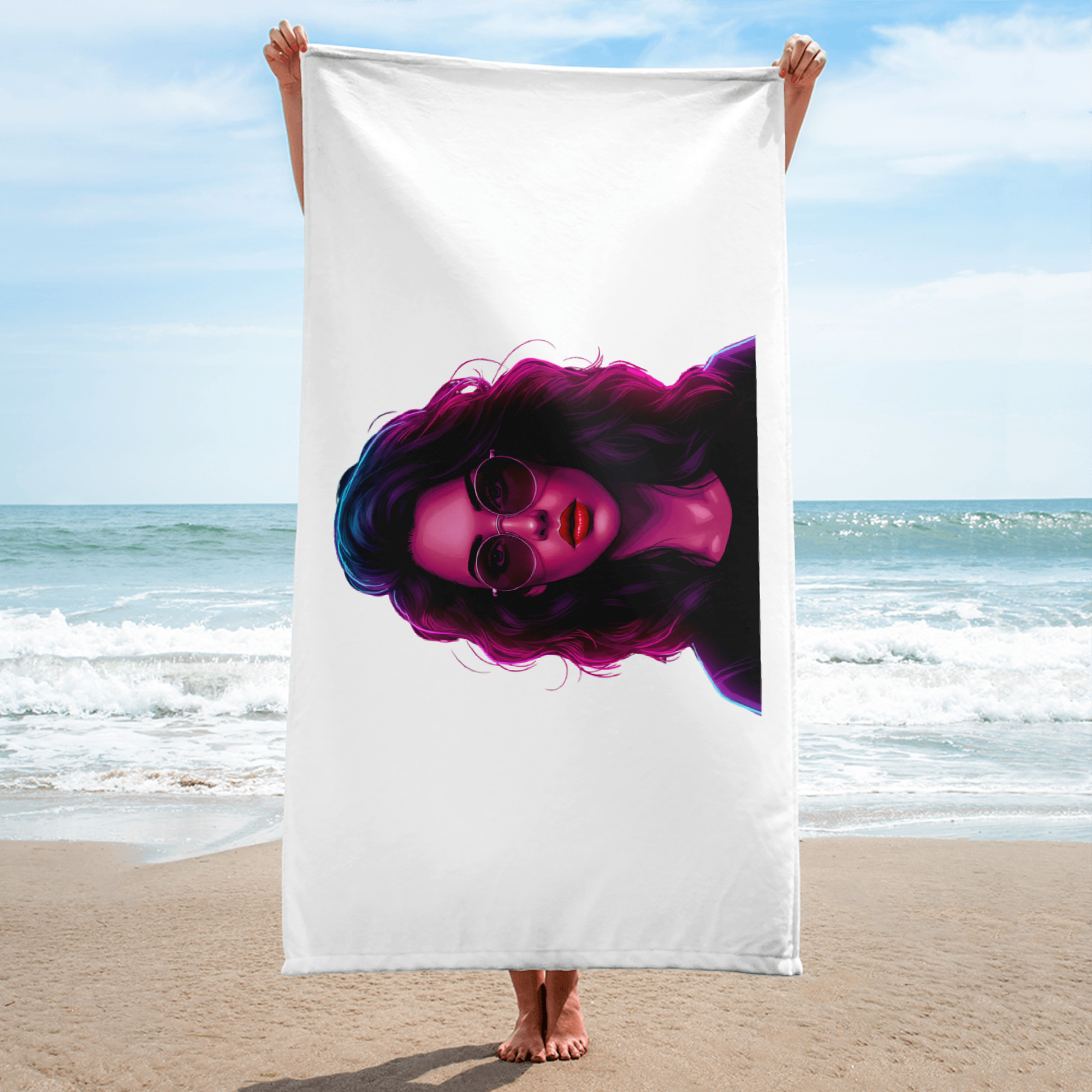 Chic Sunset Beach Towel - Vibrant Artistic Design for Summer Fun