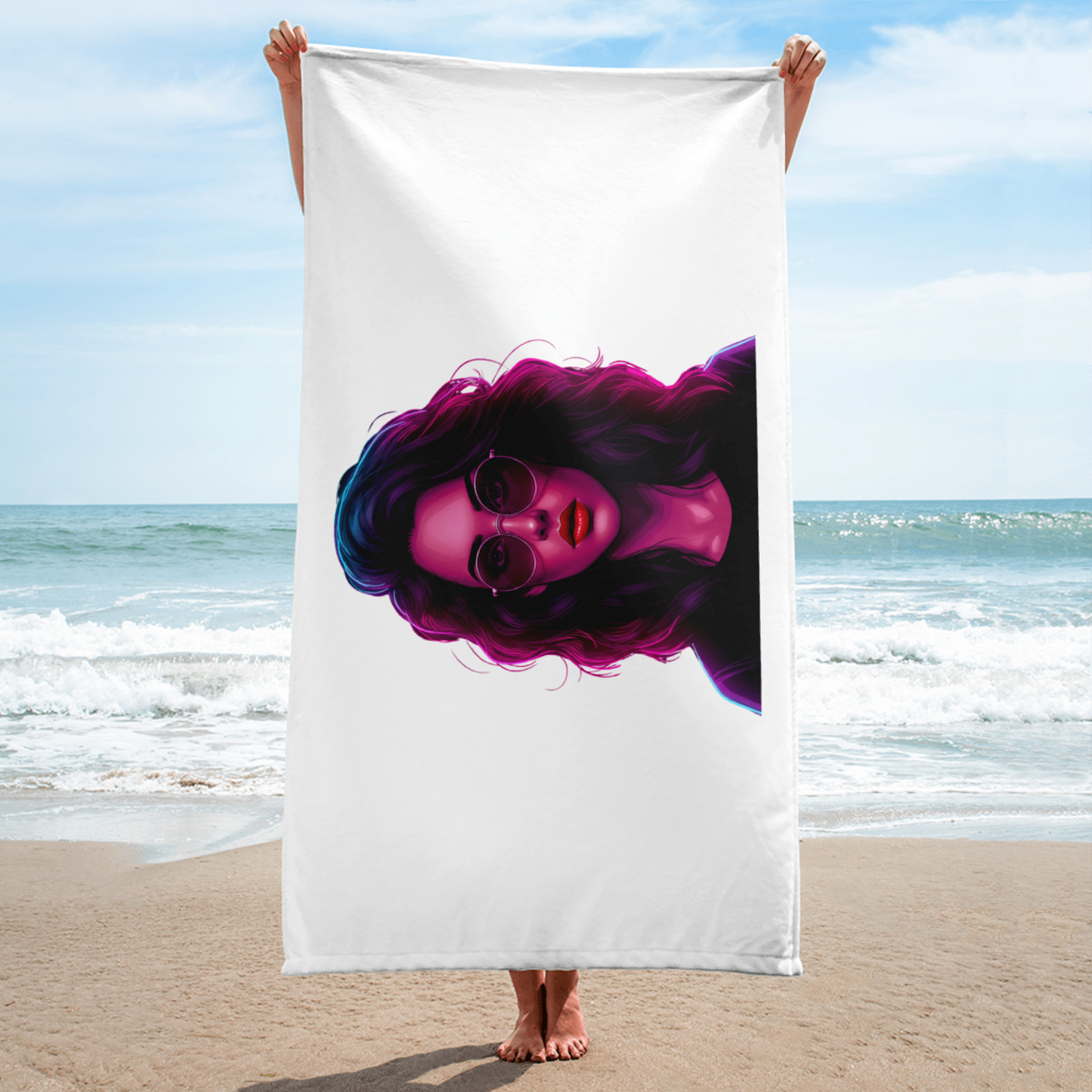 Chic Sunset Beach Towel - Vibrant Artistic Design for Summer Fun