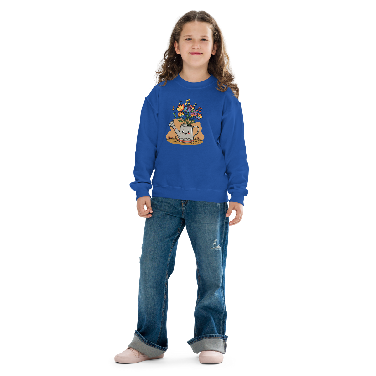 Cute Floral Music Youth Crewneck Sweatshirt