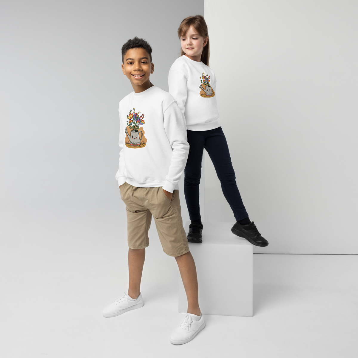 Cute Floral Music Youth Crewneck Sweatshirt