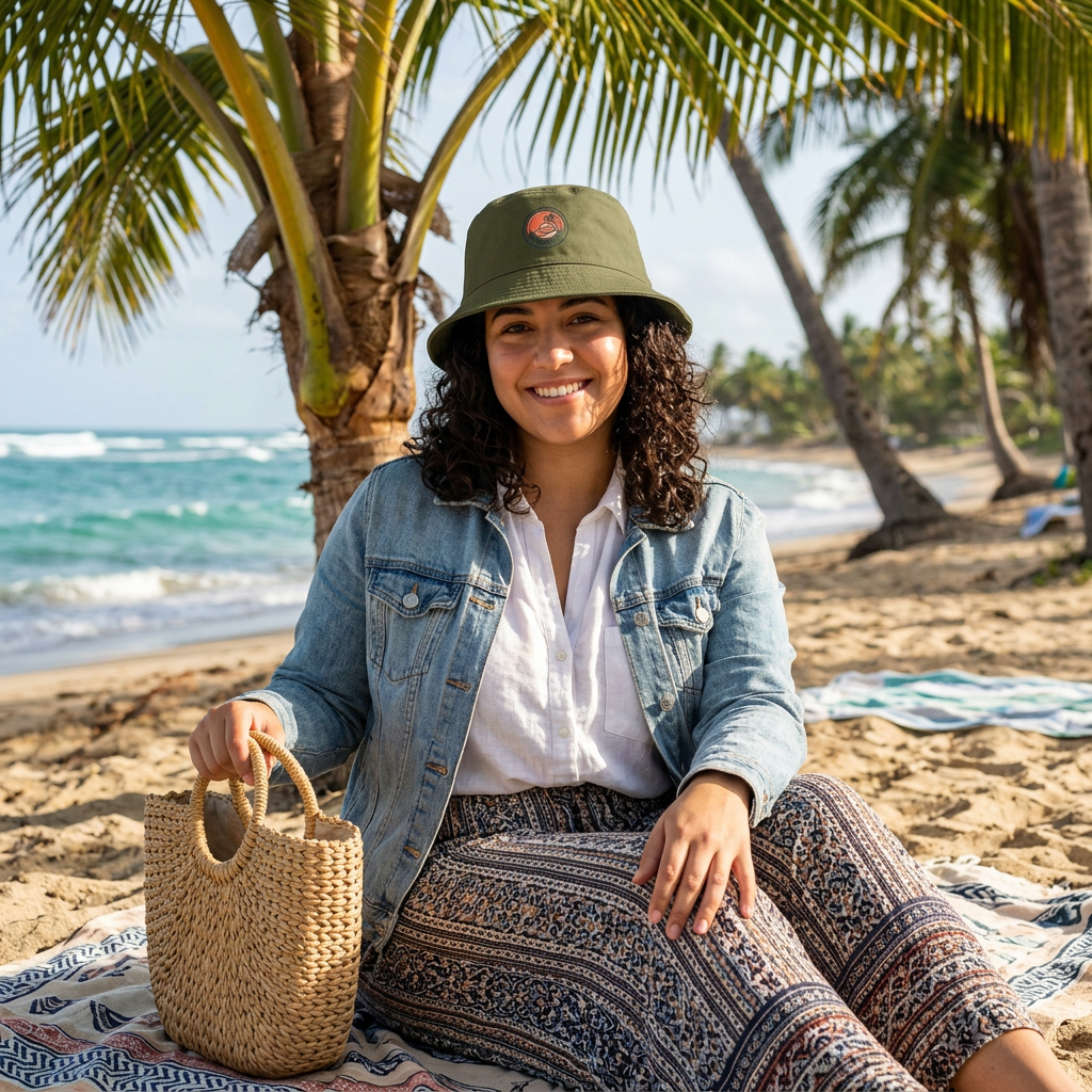 Sunset Palm Bucket Hat — Tropical Surf Vibes Hat