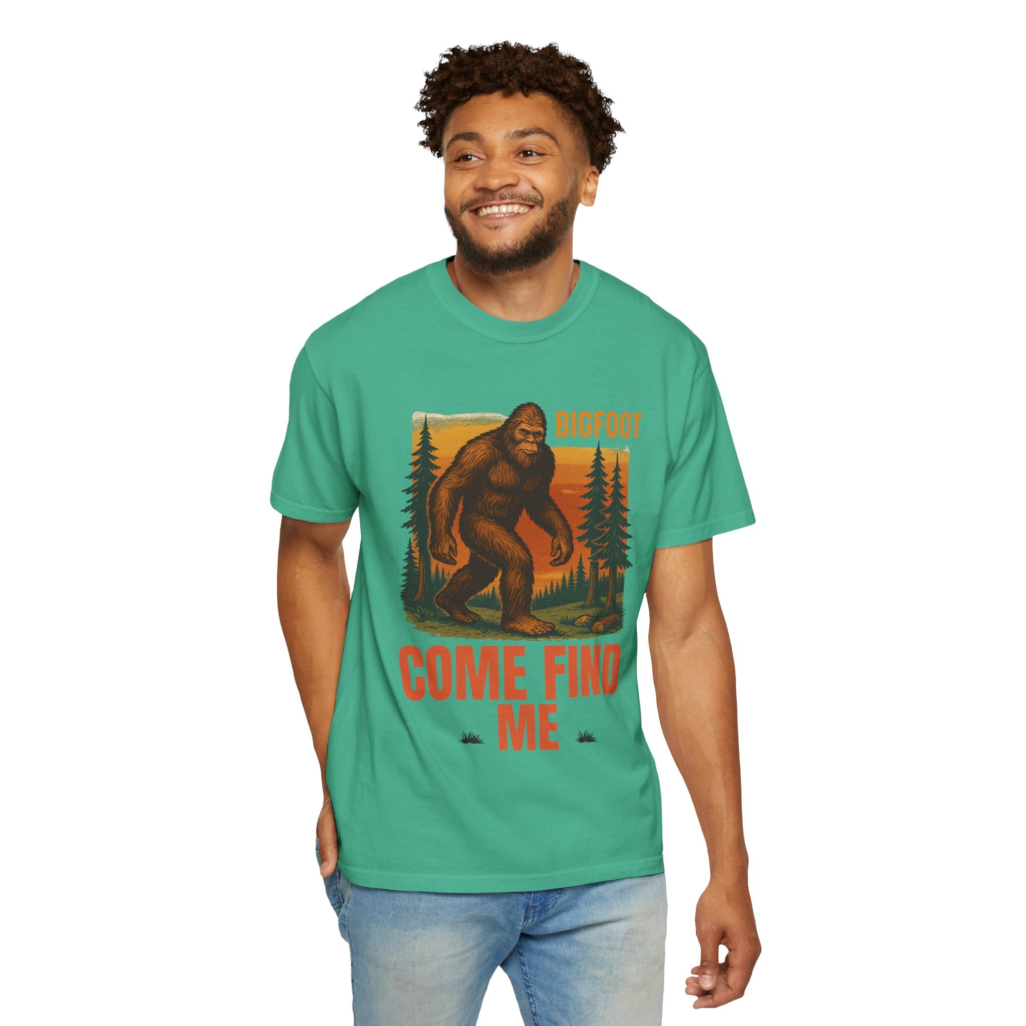 Bigfoot Come Find Me T-Shirt, Unisex Tee for Nature Lovers, Adventure Gear, Wilderness Apparel, Fun Gift for Outdoorsy Friends
