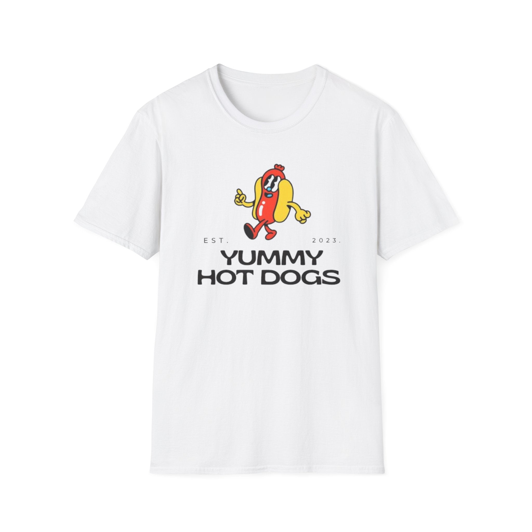 Yummy Hot Dogs Unisex Softstyle T-Shirt – Fun Foodie Graphic Tee for..