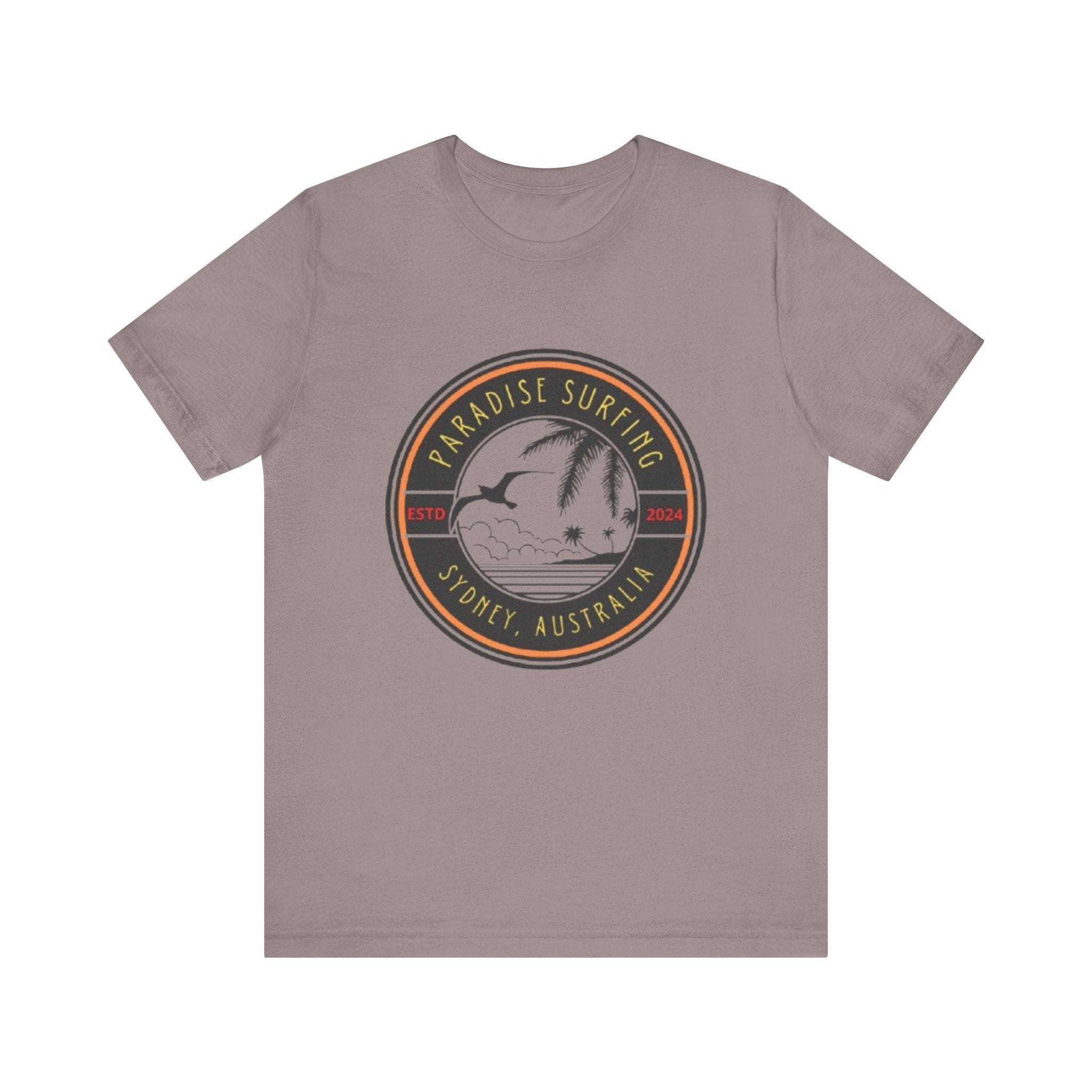 Unisex Graphic Tee - Paradise Surfing Printed Tee - Eco Jersey Shirt .