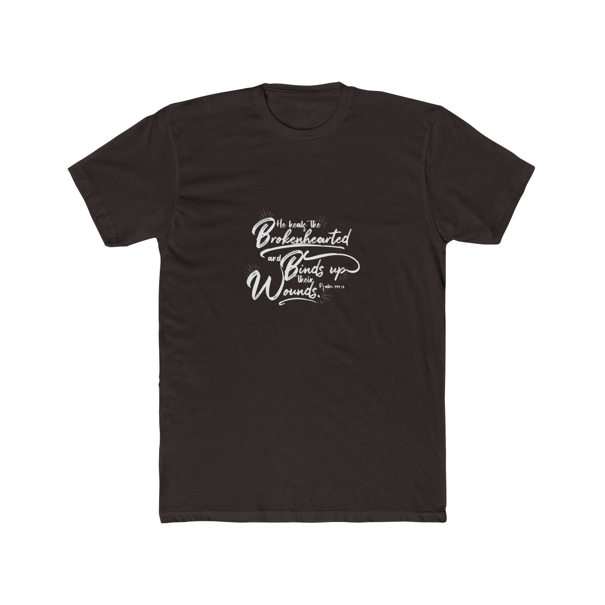 Inspirational Unisex Cotton Crew Tee - "He Turns the Brokenhearted Into Wounds"