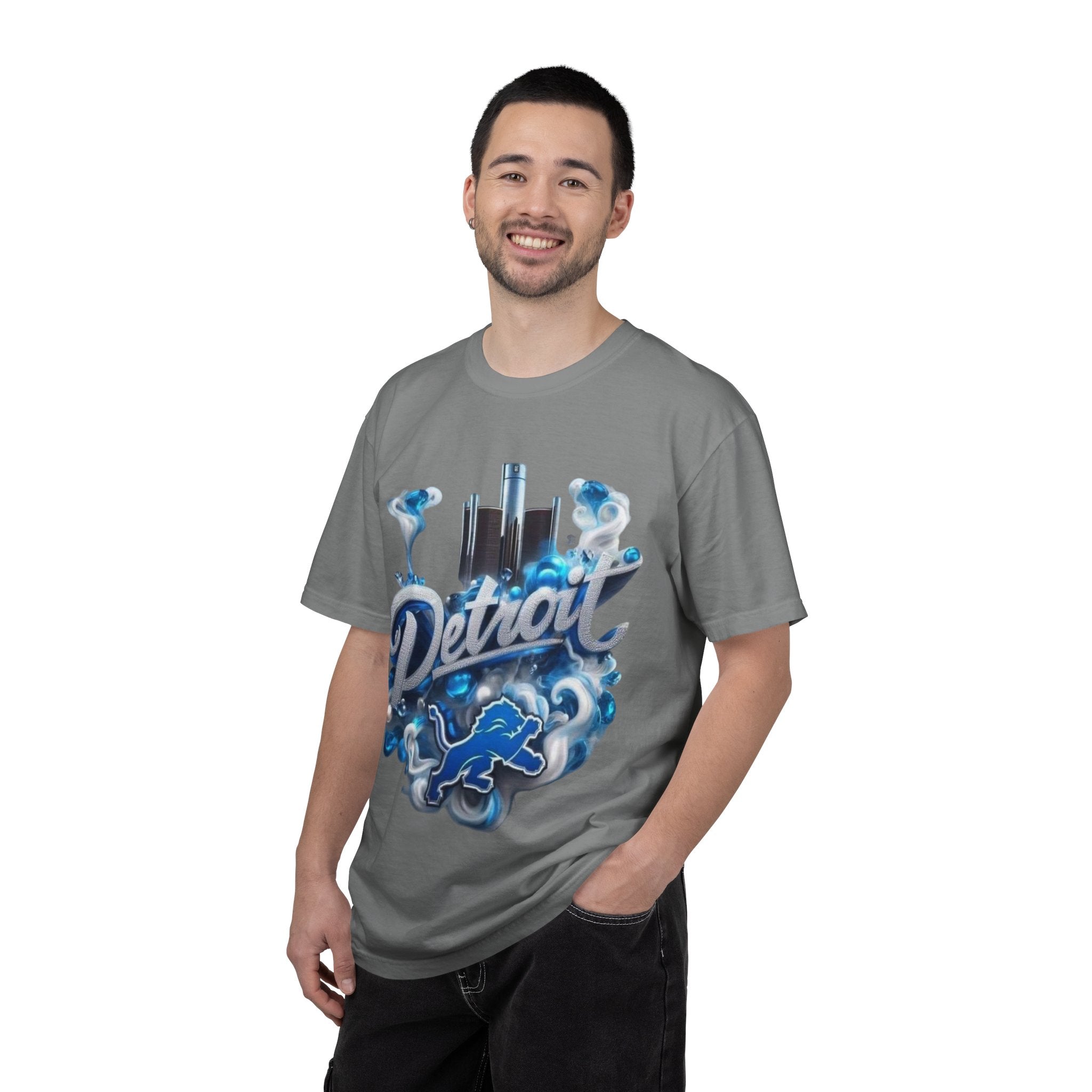 Detroit Skyline Lions T-Shirt — Retro Motor City Graphic Tee