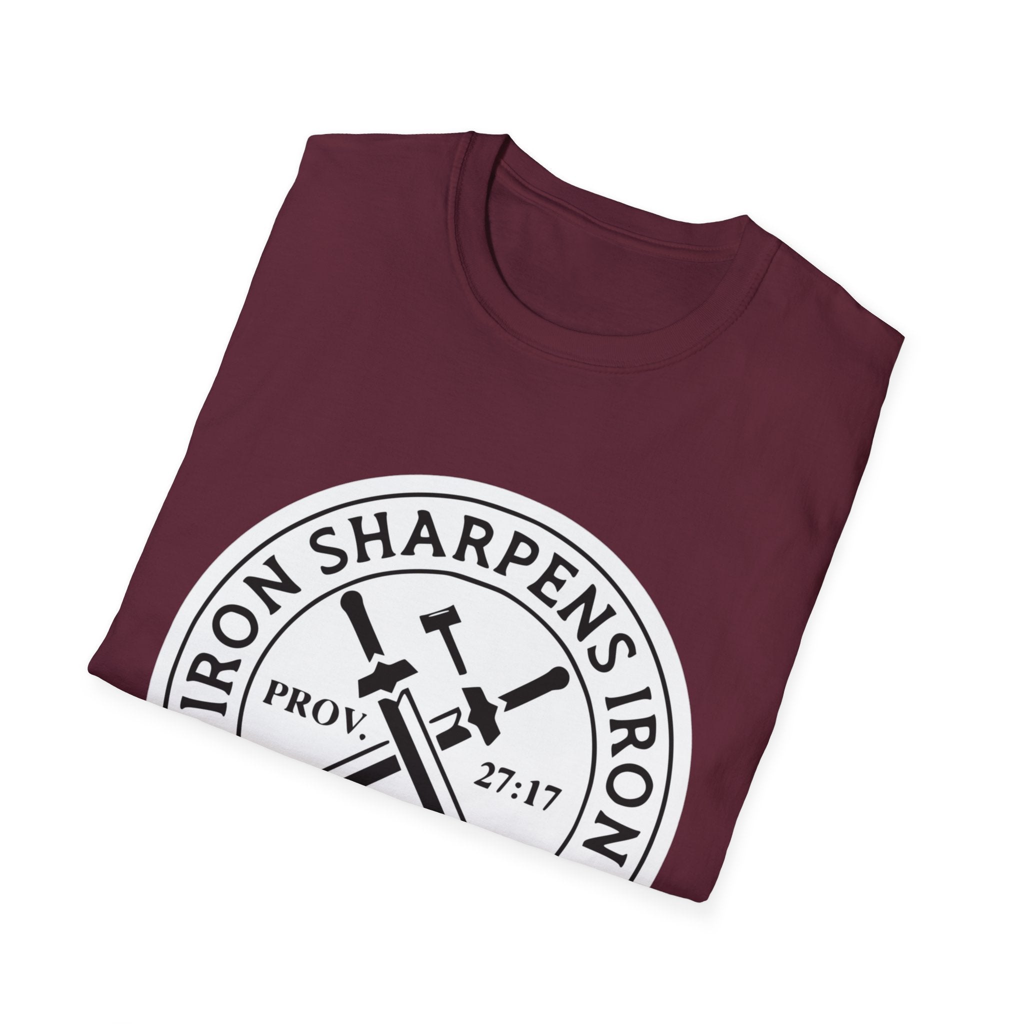 T-Shirt — "Iron Sharpens Iron" Christian Workout Tee (Prov. 27:17)