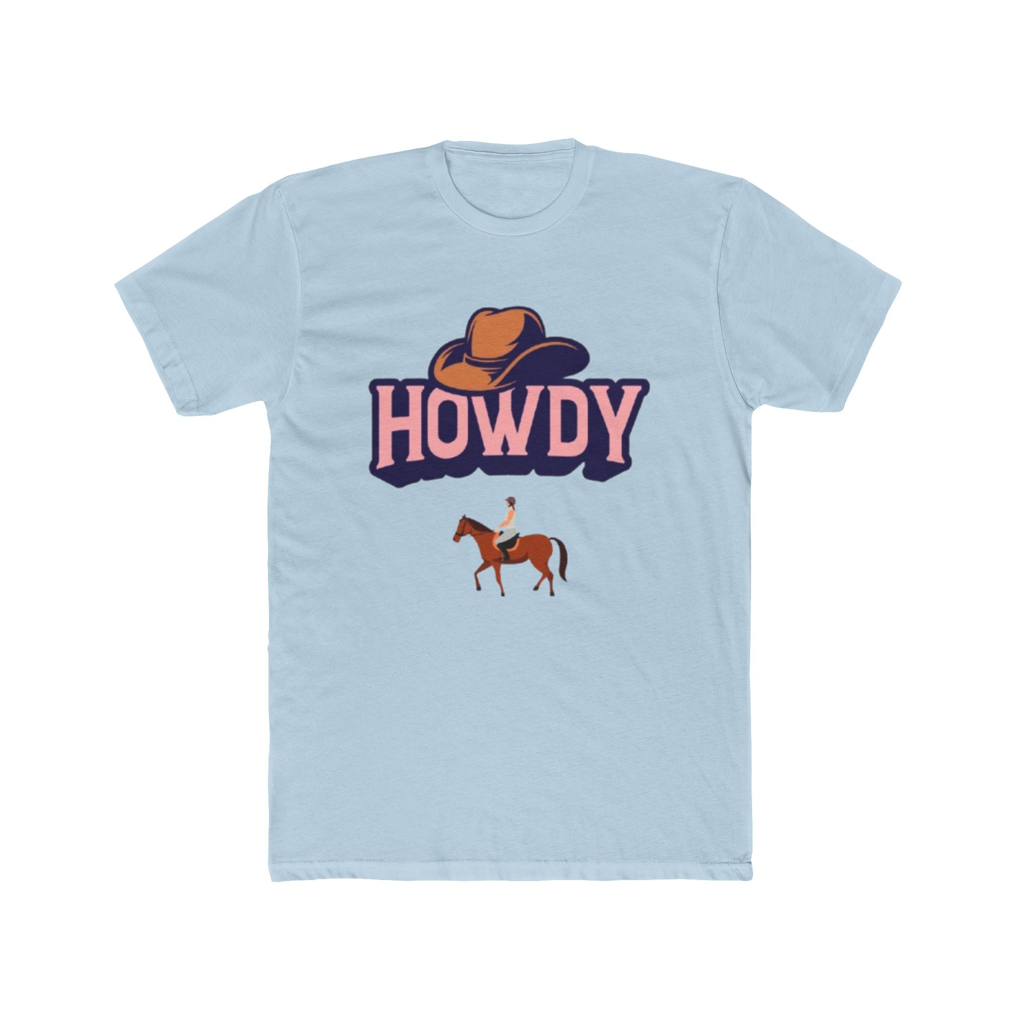Howdy Cowboy Unisex Cotton Crew Tee | Fun Western T-Shirt for Casual Wear - Comfortable Soft Cotton Printed Tee - Gift