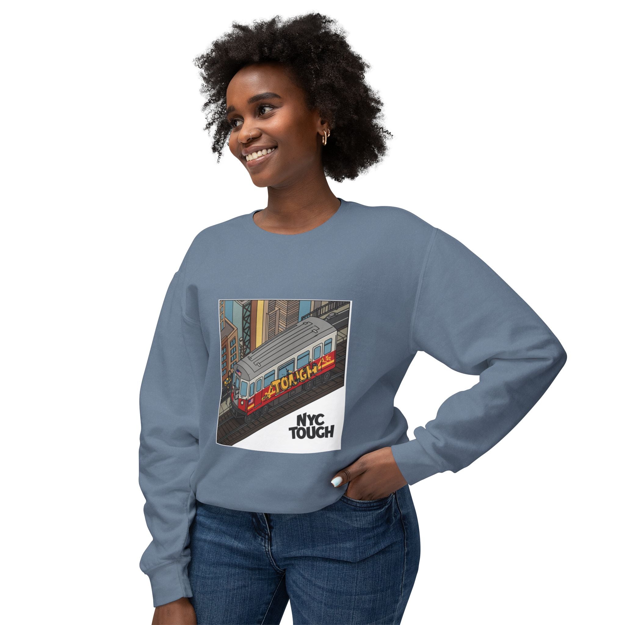NYC Touch Unisex Lightweight Crewneck sweatshirt sleeve print for unisex