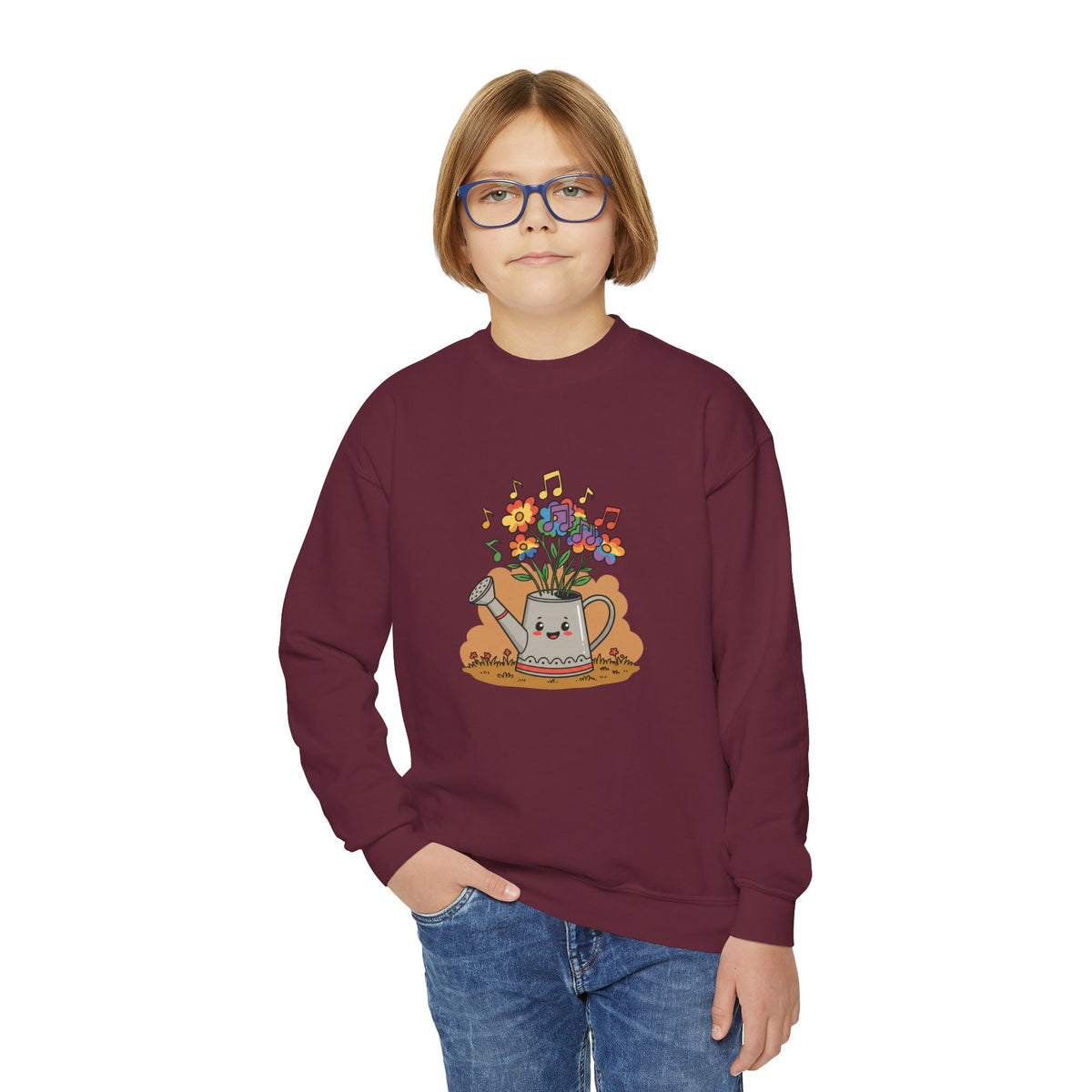 Cute Floral Music Youth Crewneck Sweatshirt