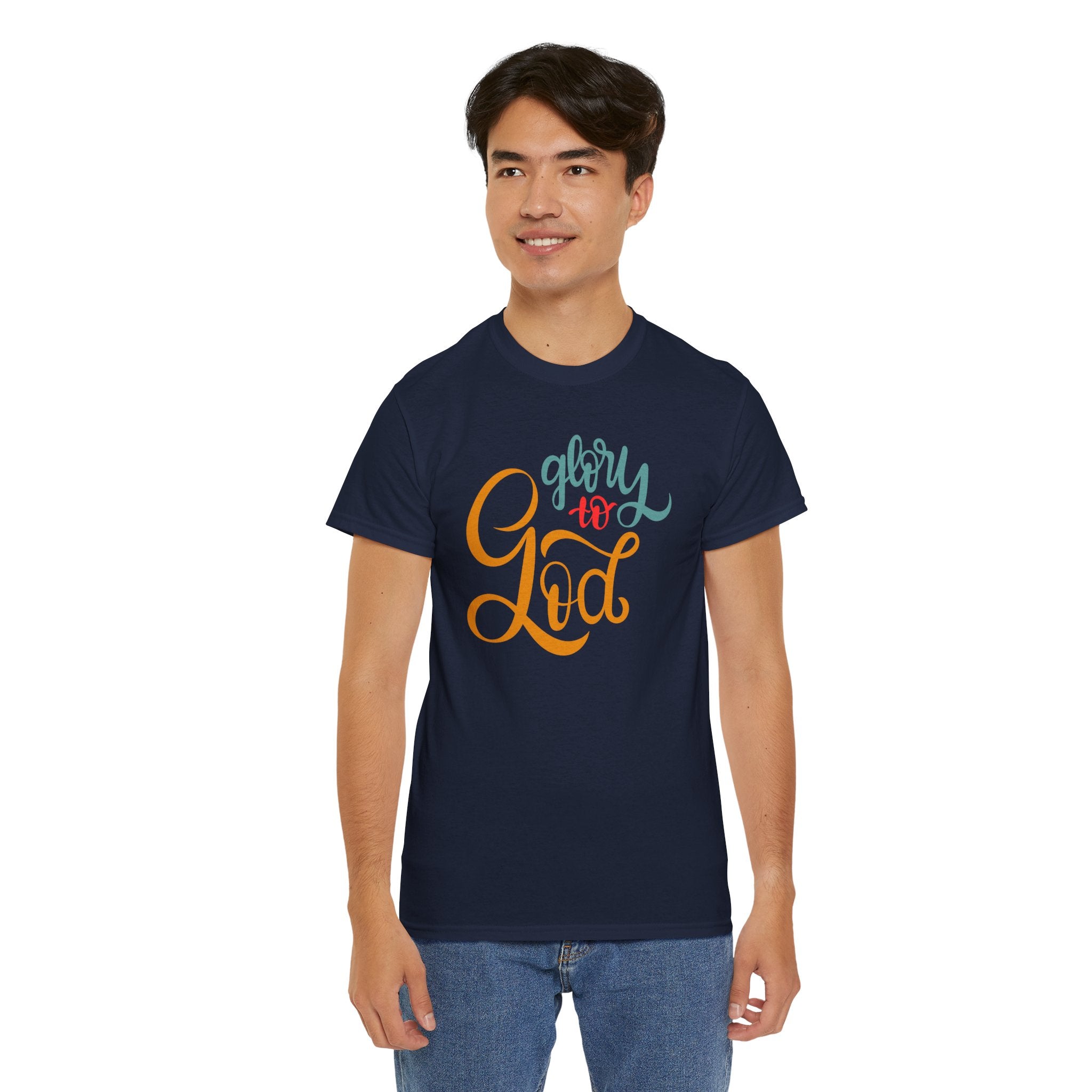 Unisex Heavy Cotton Tee - Glory to God Printed T-Shirt - Comfortable Casual Wear Tee - Unique Graphic Tee - Gift