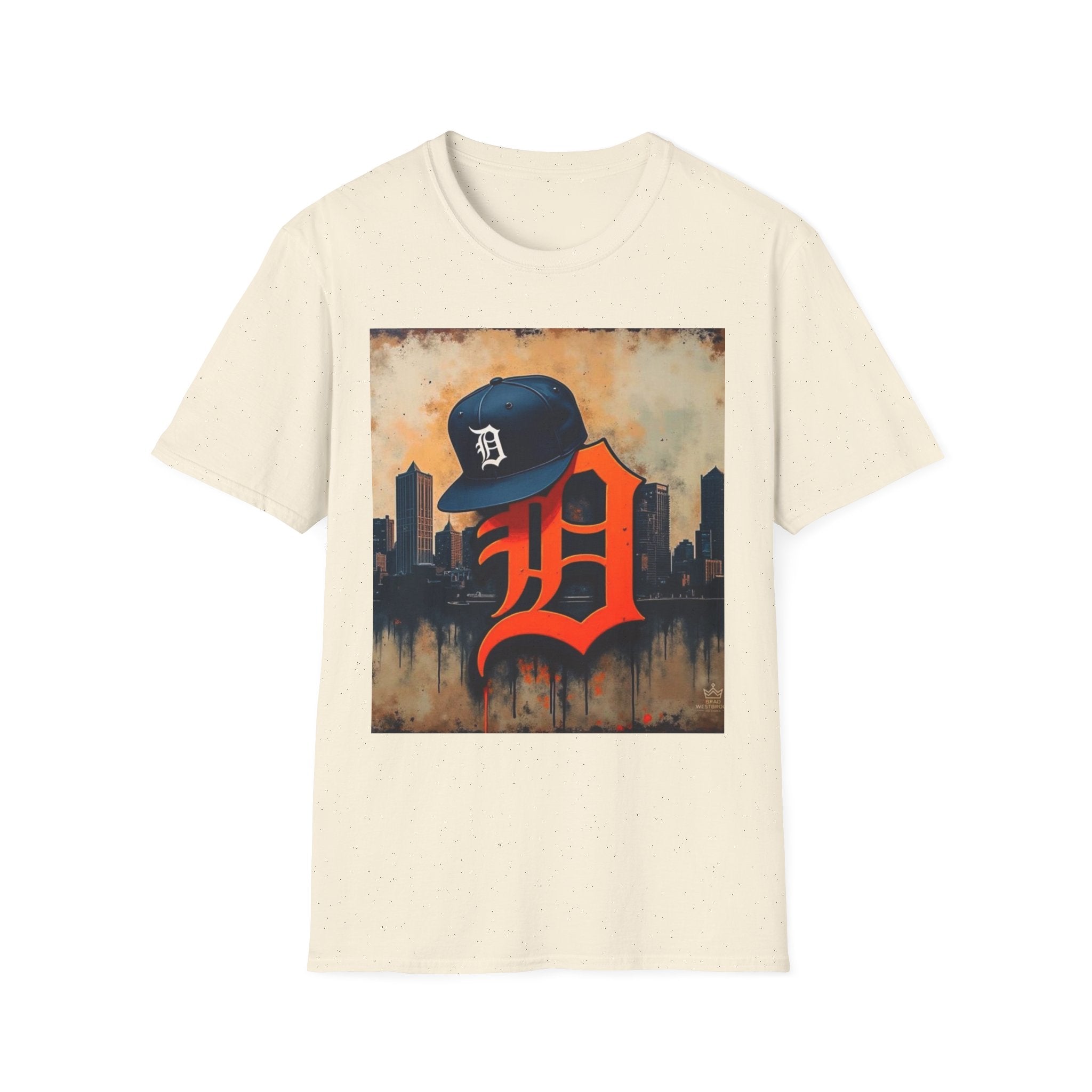 Detroit D Skyline Tee — Vintage D Logo with Cap Graphic