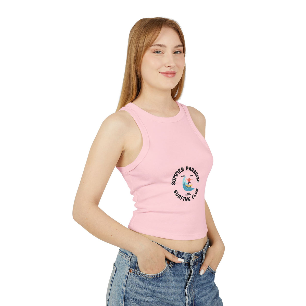 Surfing Club Racer Tank Top — "Summer Paradise" Graphic