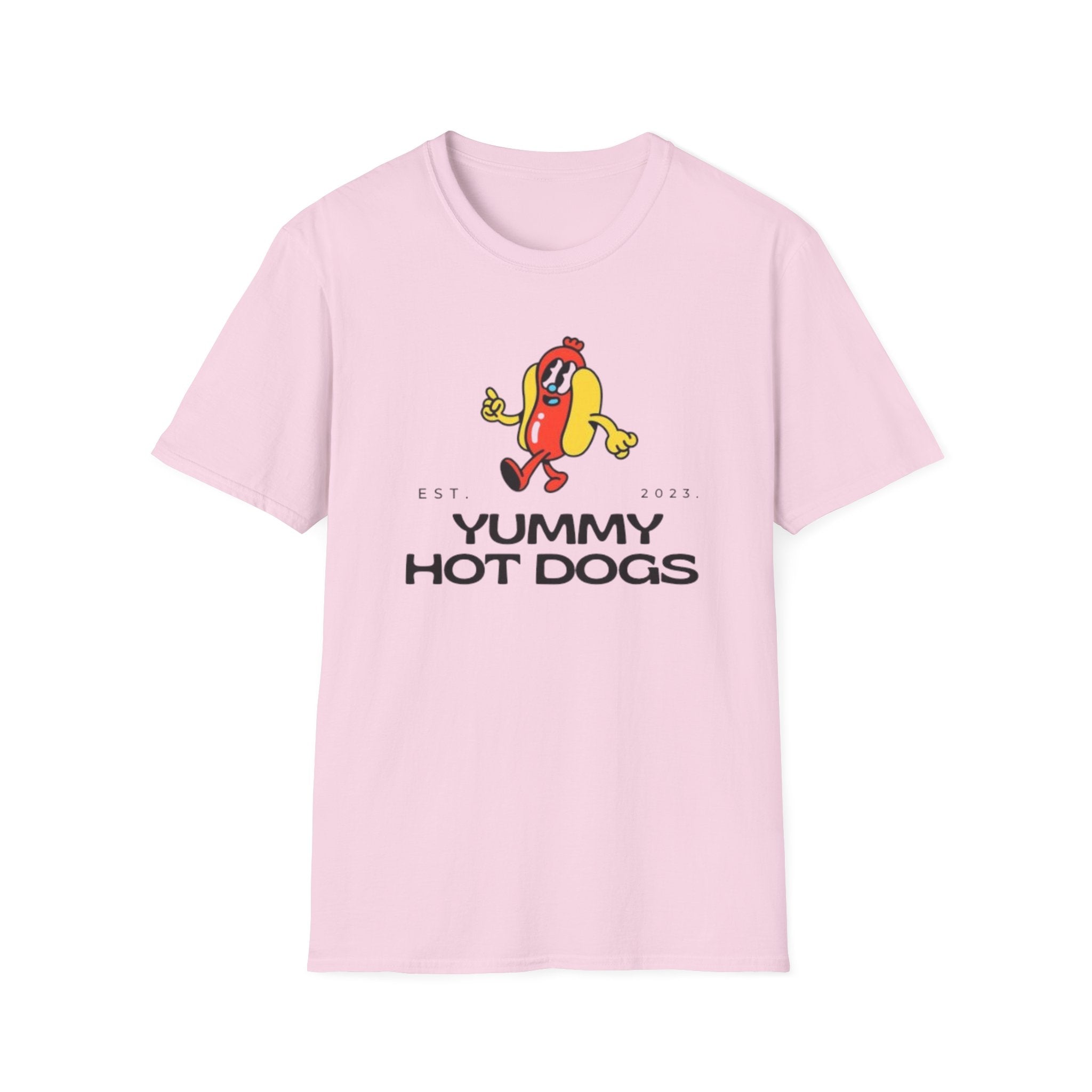 Yummy Hot Dogs Unisex Softstyle T-Shirt – Fun Foodie Graphic Tee for..