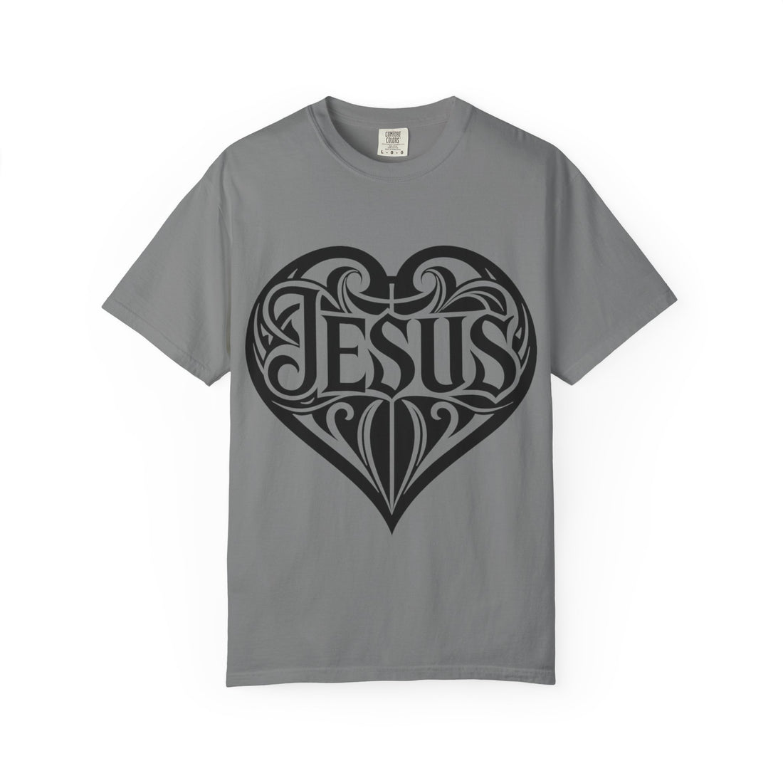 Jesus Heart T-Shirt — Tribal Script Faith Tee
