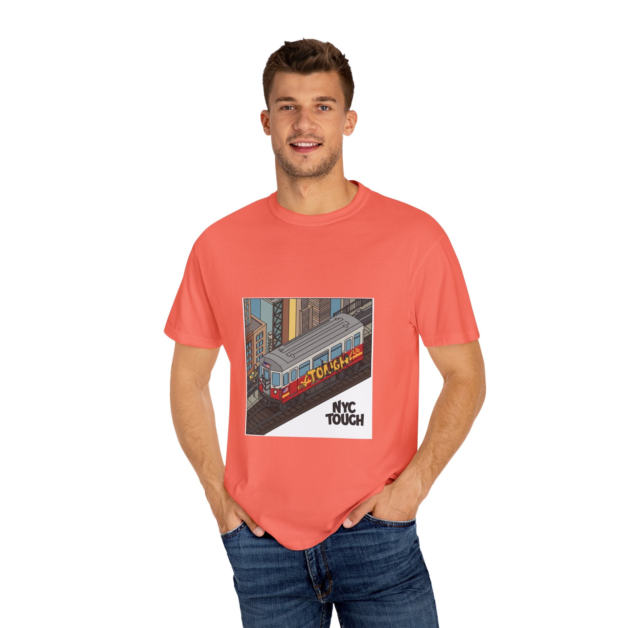 NYC Touch Unisex Garment-Dyed T-Shirt - Cool Light Blue Tee with City Graphics