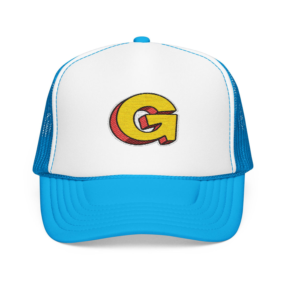 Colorful Foam Trucker Hat with Embroidered Letter G, Caps for Outdoor Events