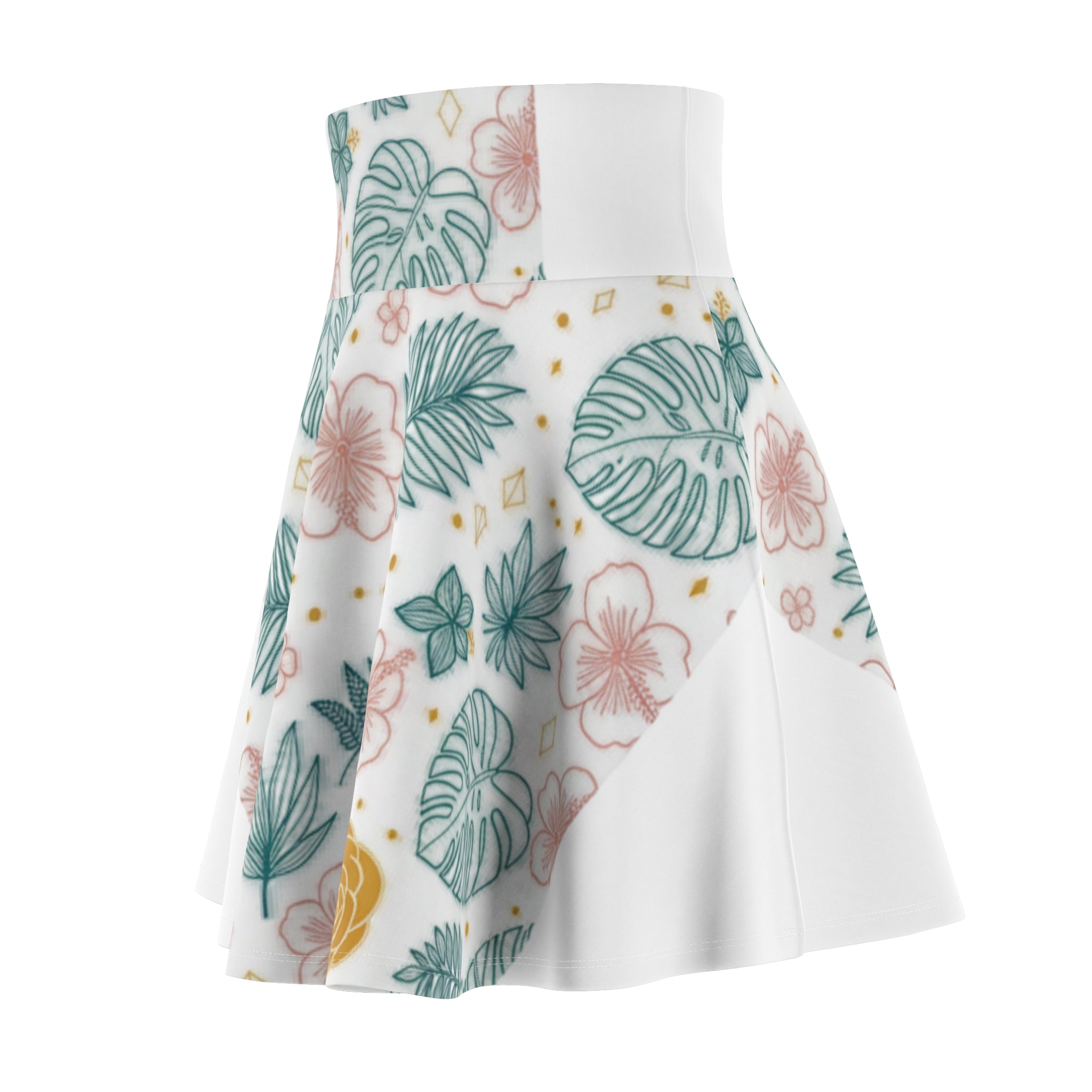 Tropical Floral Skater Skirt — Yellow Botanical Print