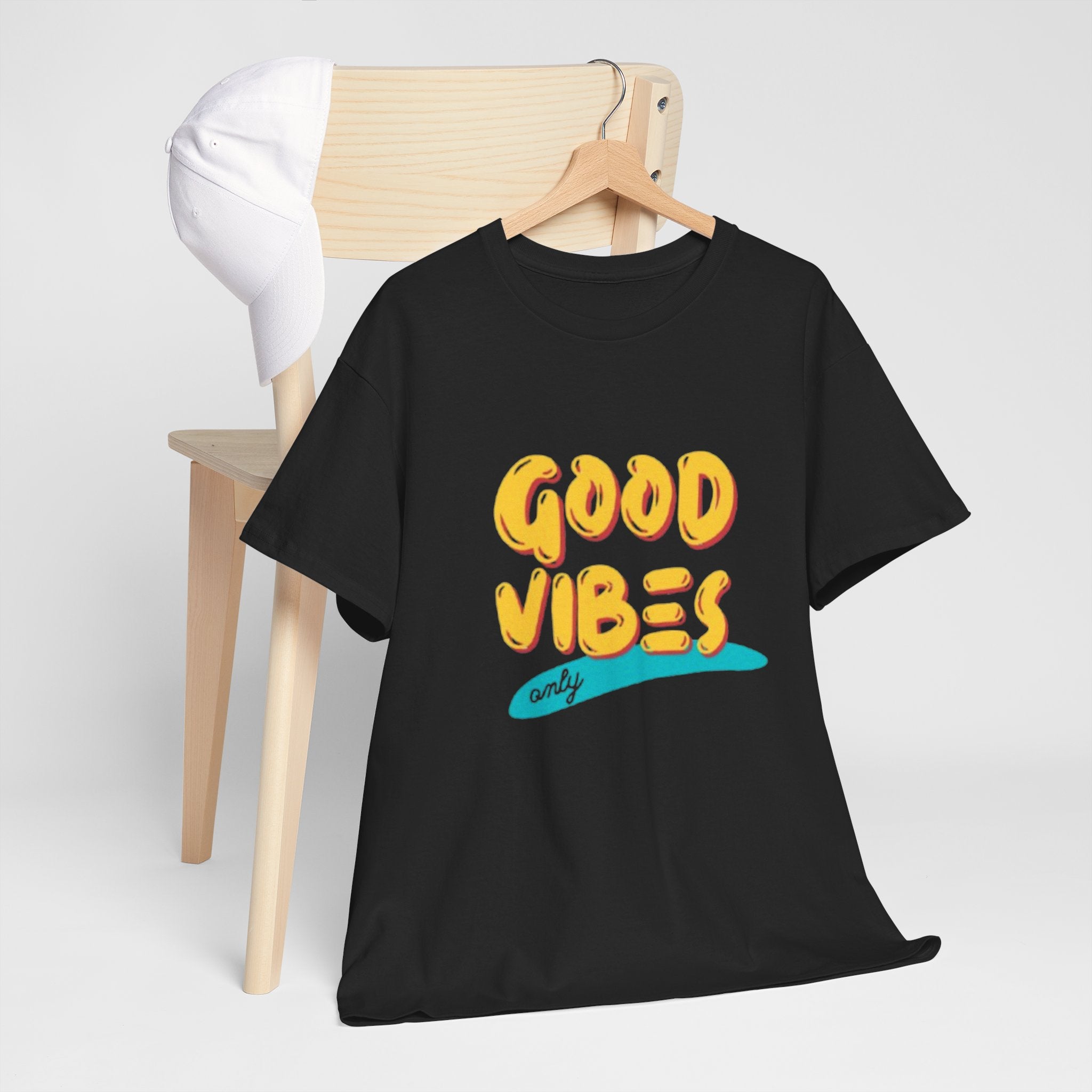 Unisex Heavy Cotton Tee - Good Vibes Only Printed T-Shirt - Comfortable Casual Wear Tee - Unique Graphic Tee - Gift