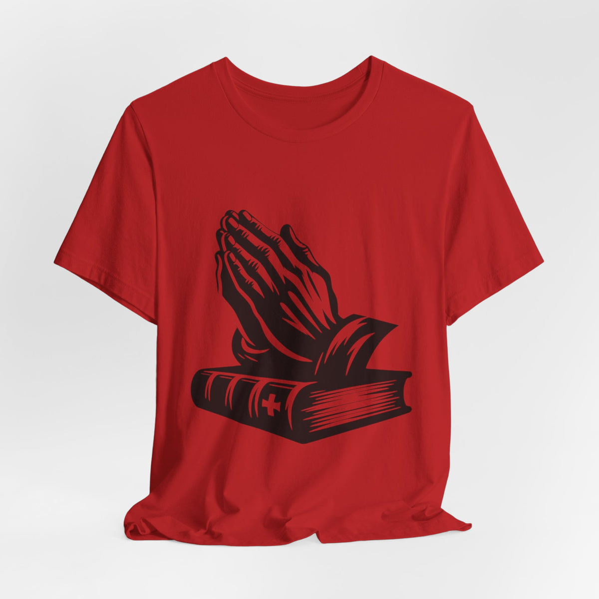 Prayer Hands & Bible T-Shirt — Christian Faith Tee for Church, Prayer, Religious Gifts