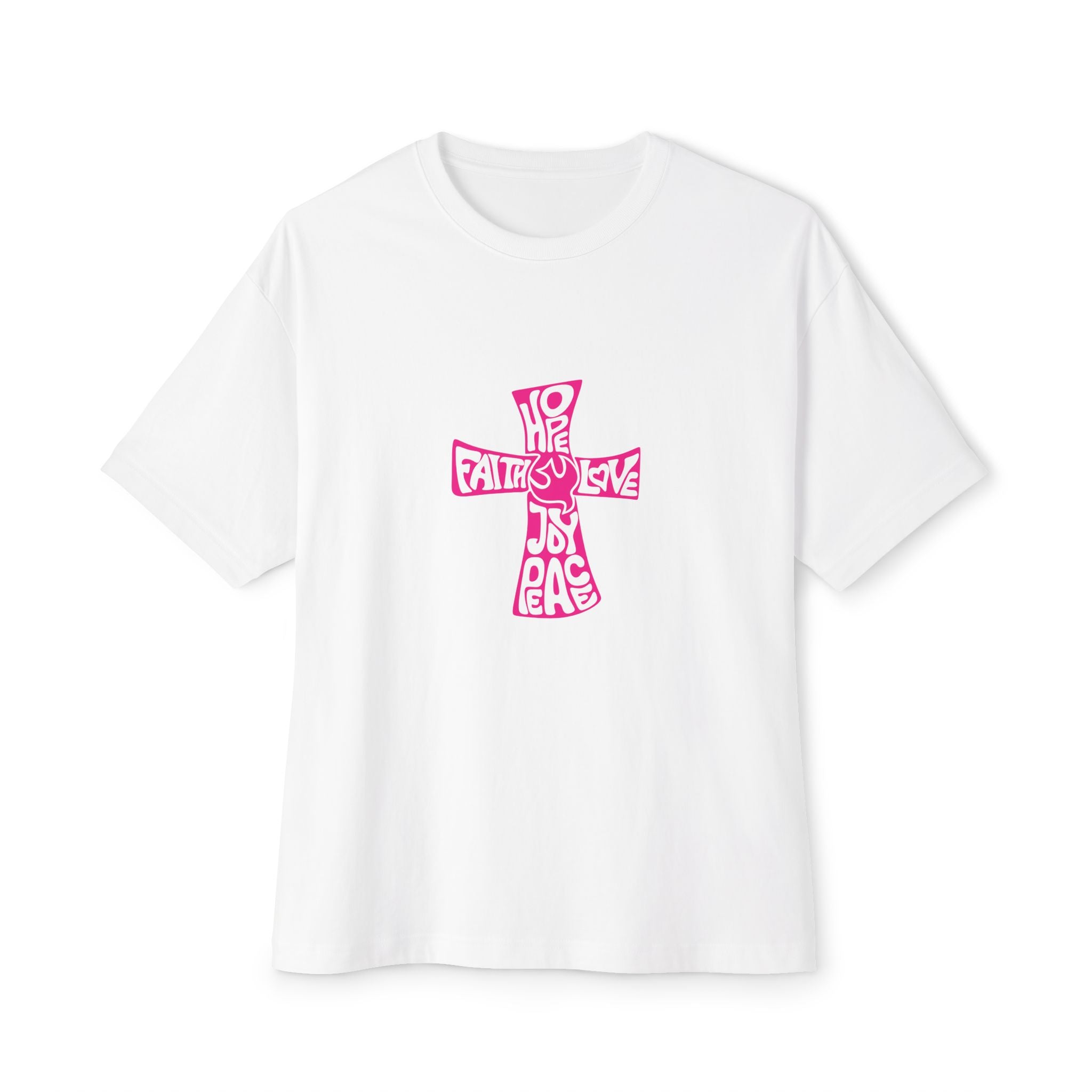 Faith & Peace Unisex Oversized Tee - Bold Graphic Cross Design