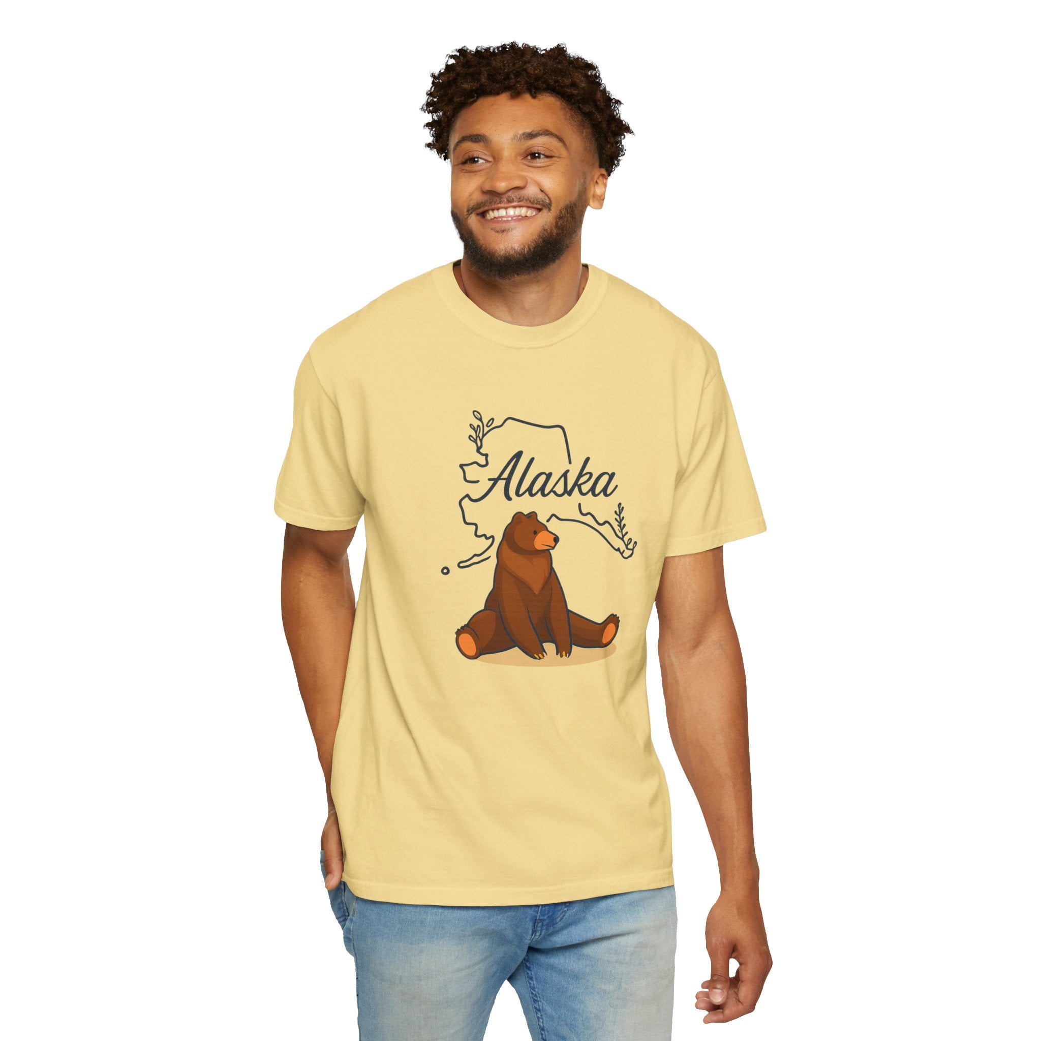Alaska Bear Graphic Tee, Unisex Nature Shirt, Travel Souvenir T-Shirt, Gift for Outdoors Lovers, Casual Wear, Eco-Friendly Apparel