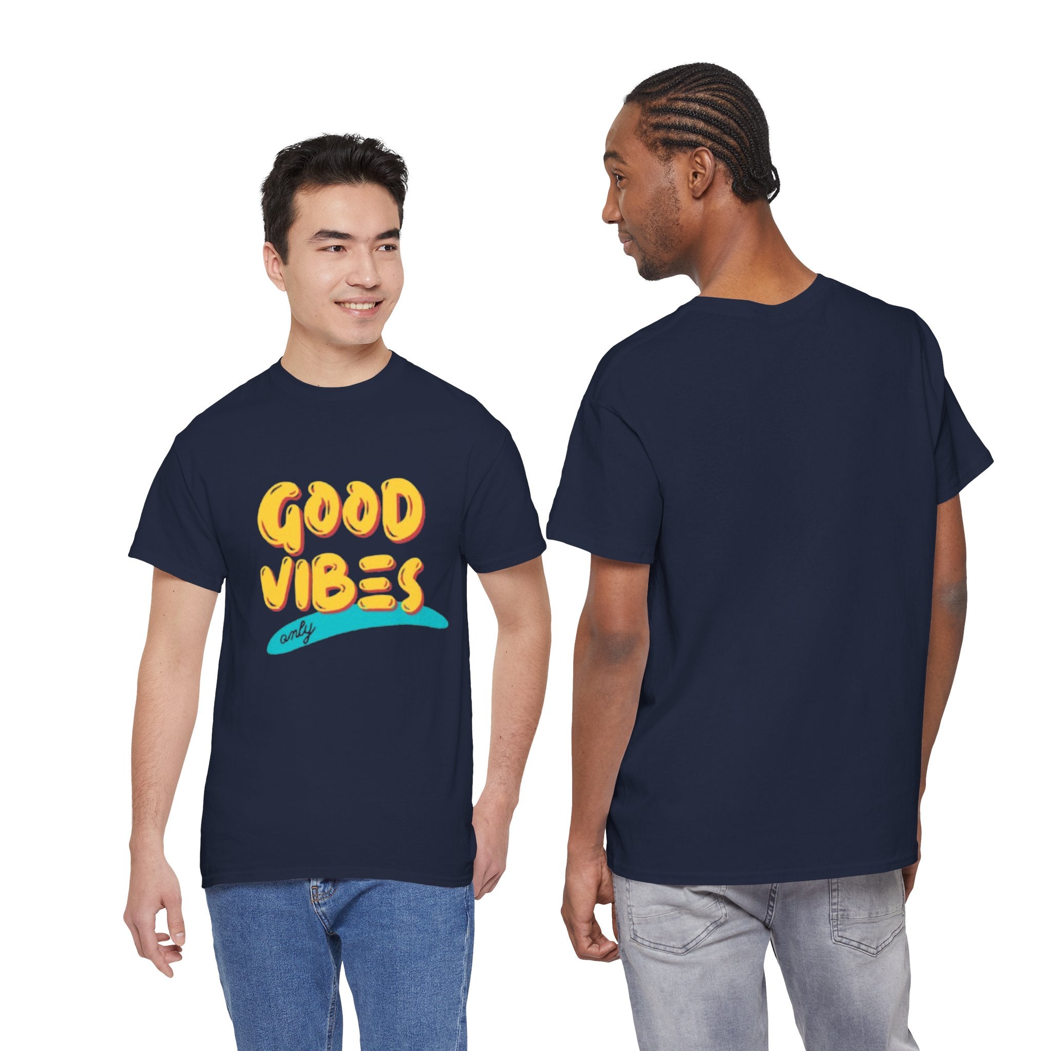 Unisex Heavy Cotton Tee - Good Vibes Only Printed T-Shirt - Comfortable Casual Wear Tee - Unique Graphic Tee - Gift