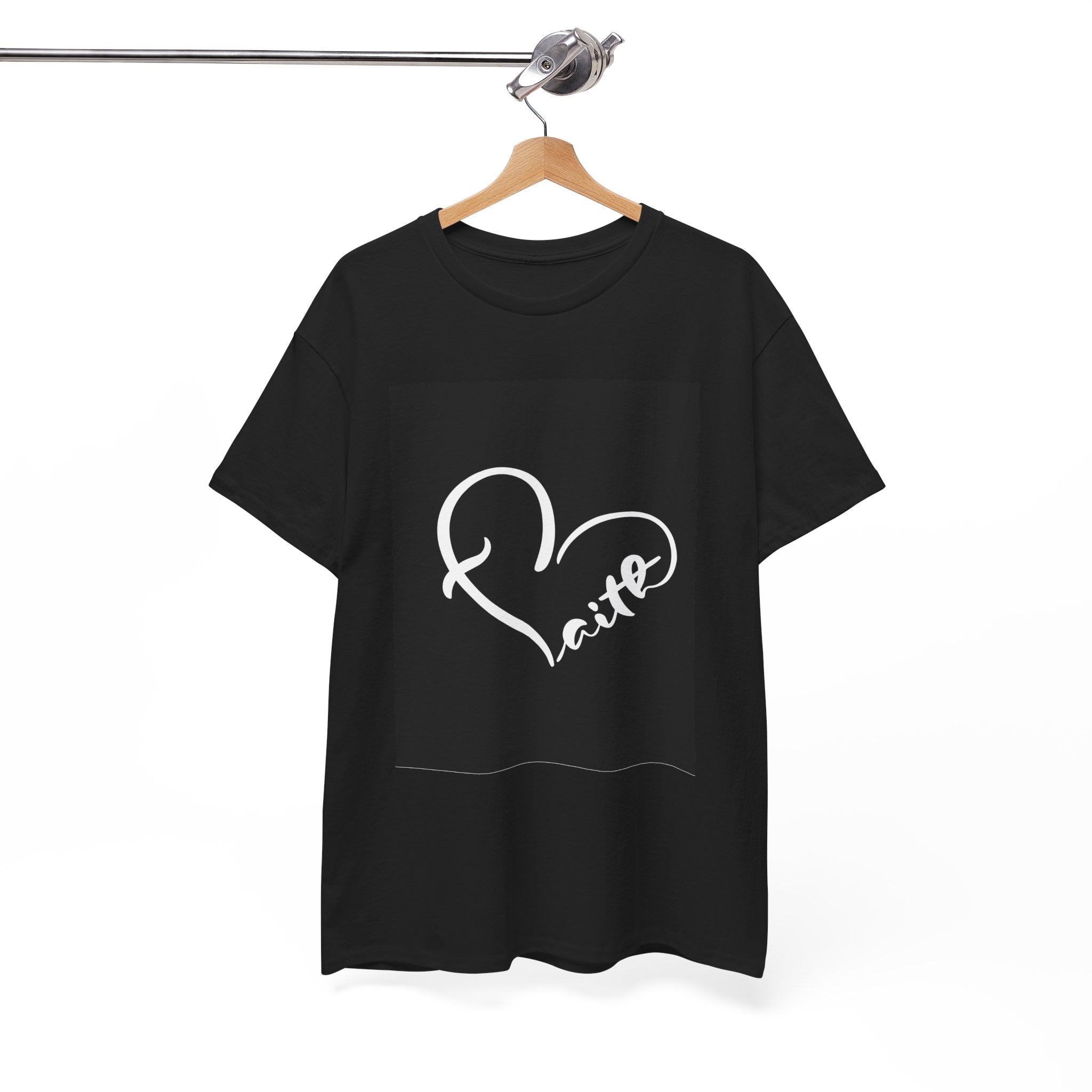 Unisex Heavy Cotton Tee with Love Heart Design