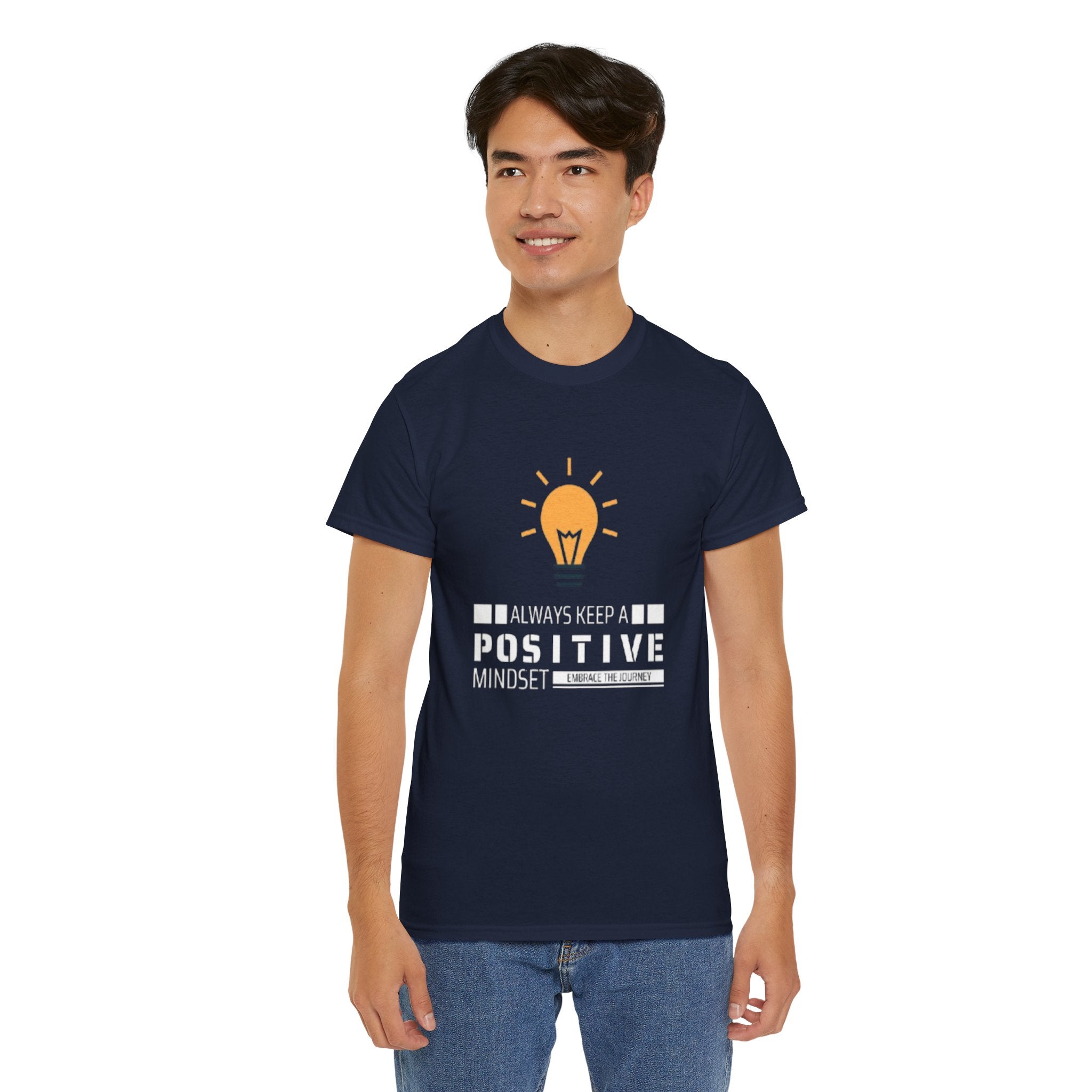Unisex Heavy Cotton Tee - Positive Mindset Printed T-Shirt - Comfortable Casual Wear Tee - Unique Graphic Tee - Gift