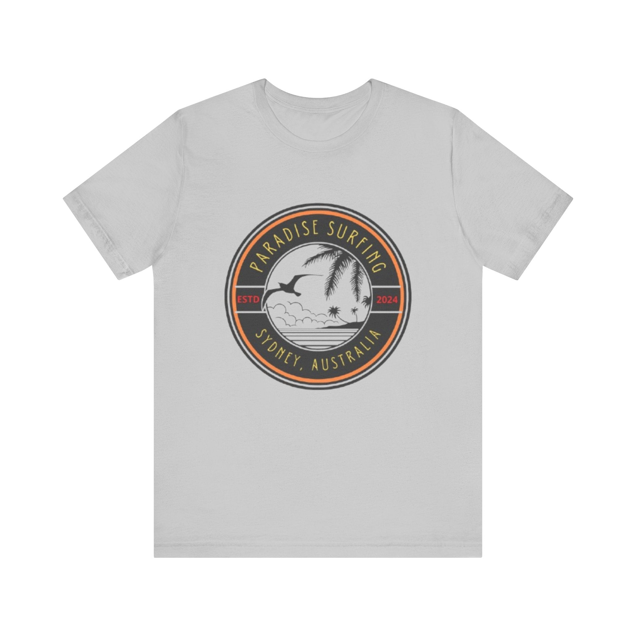 Unisex Graphic Tee - Paradise Surfing Printed Tee - Eco Jersey Shirt .