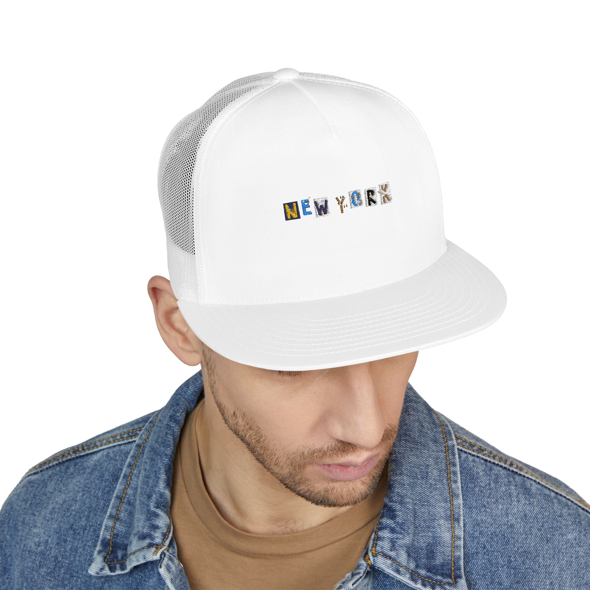 Embroidered New York 5 Panel Trucker Cap - Casual Style for City Lovers