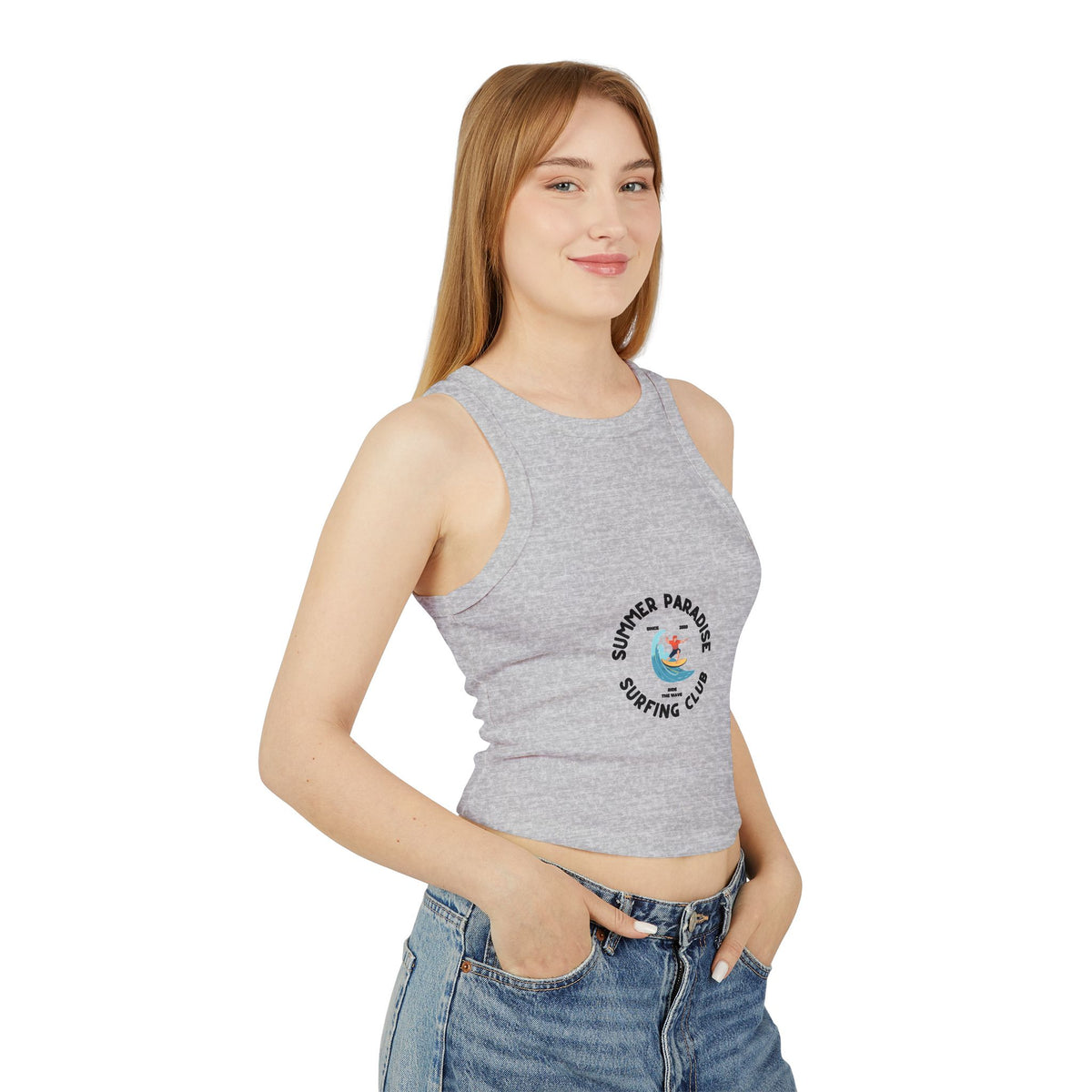 Surfing Club Racer Tank Top — "Summer Paradise" Graphic
