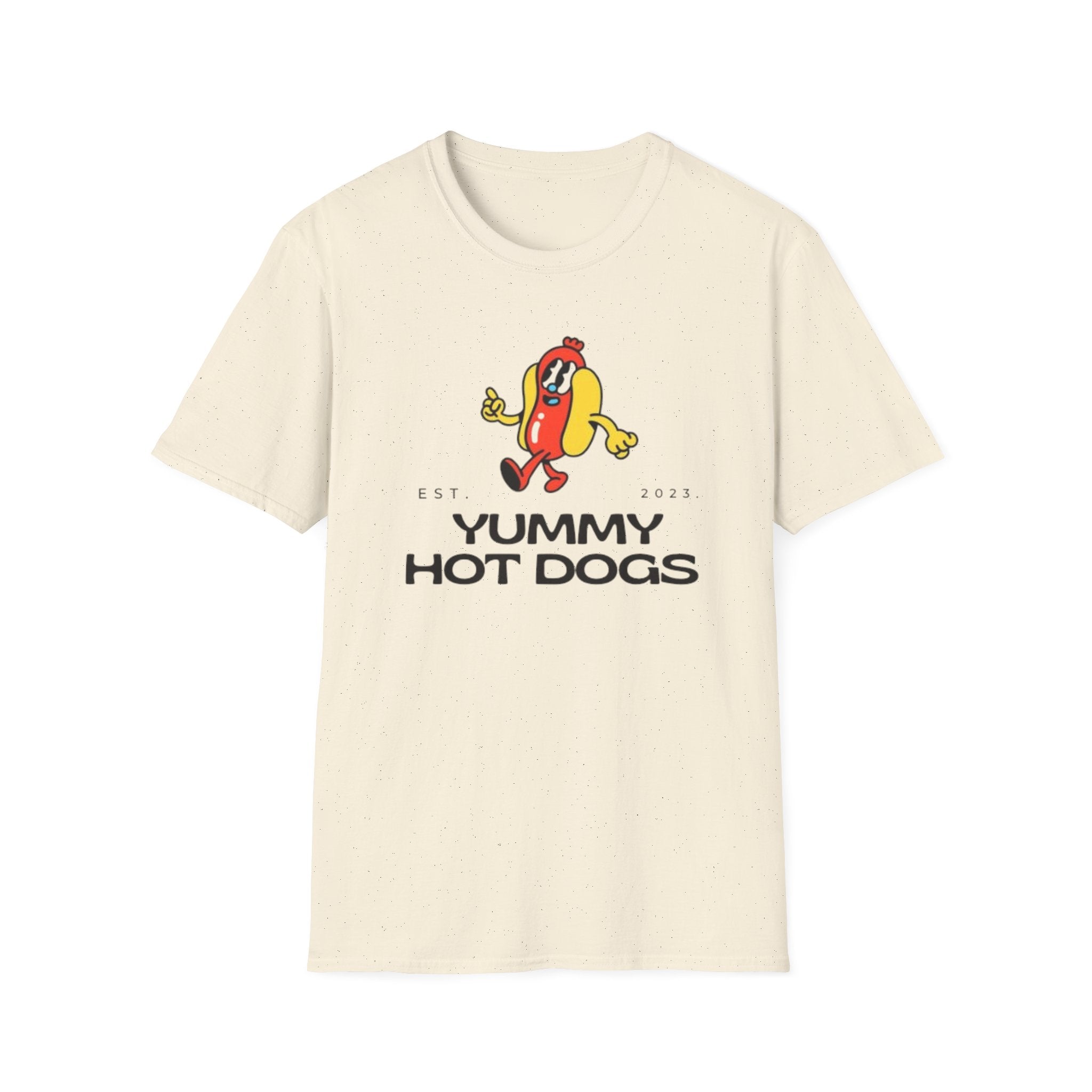 Yummy Hot Dogs Unisex Softstyle T-Shirt – Fun Foodie Graphic Tee for..