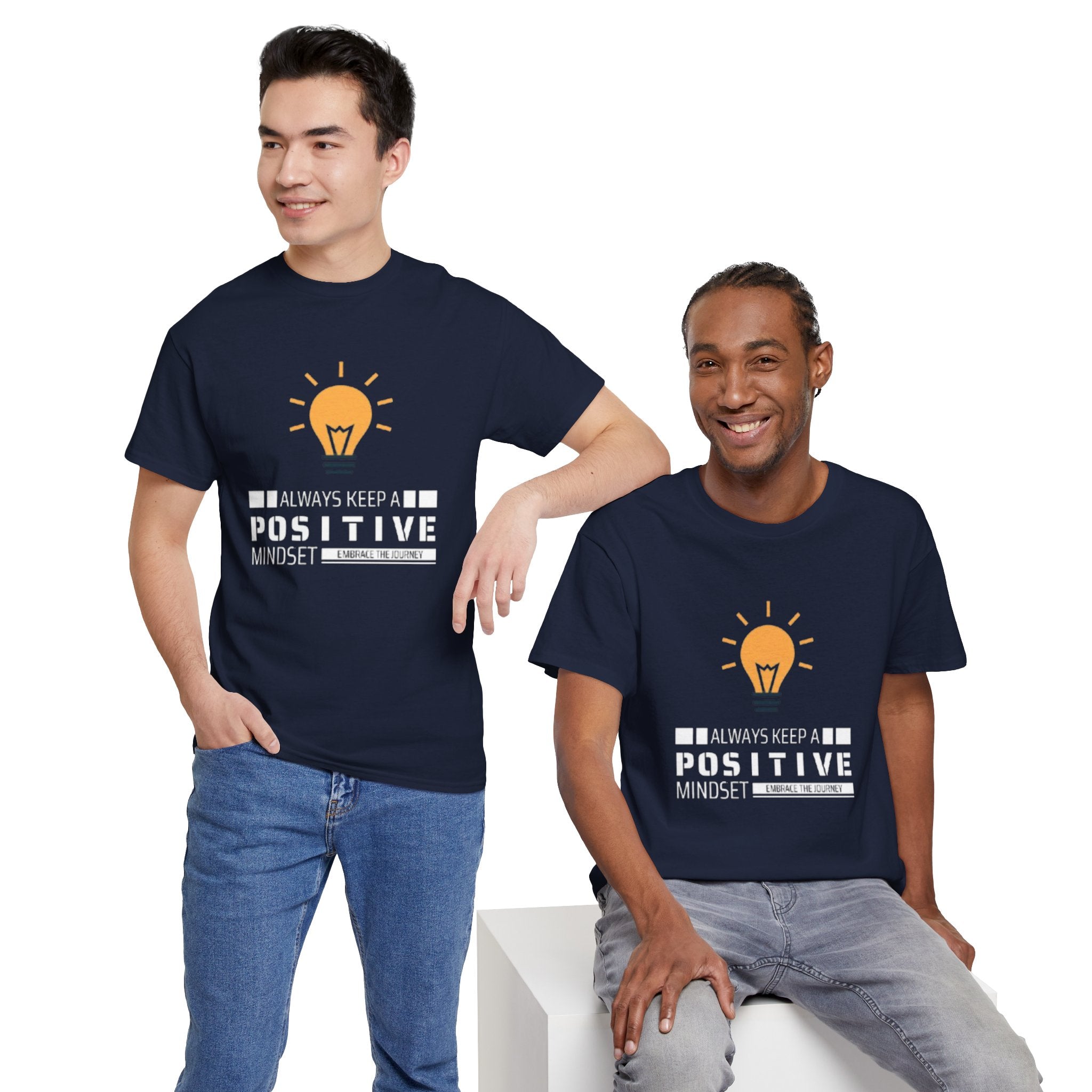 Unisex Heavy Cotton Tee - Positive Mindset Printed T-Shirt - Comfortable Casual Wear Tee - Unique Graphic Tee - Gift