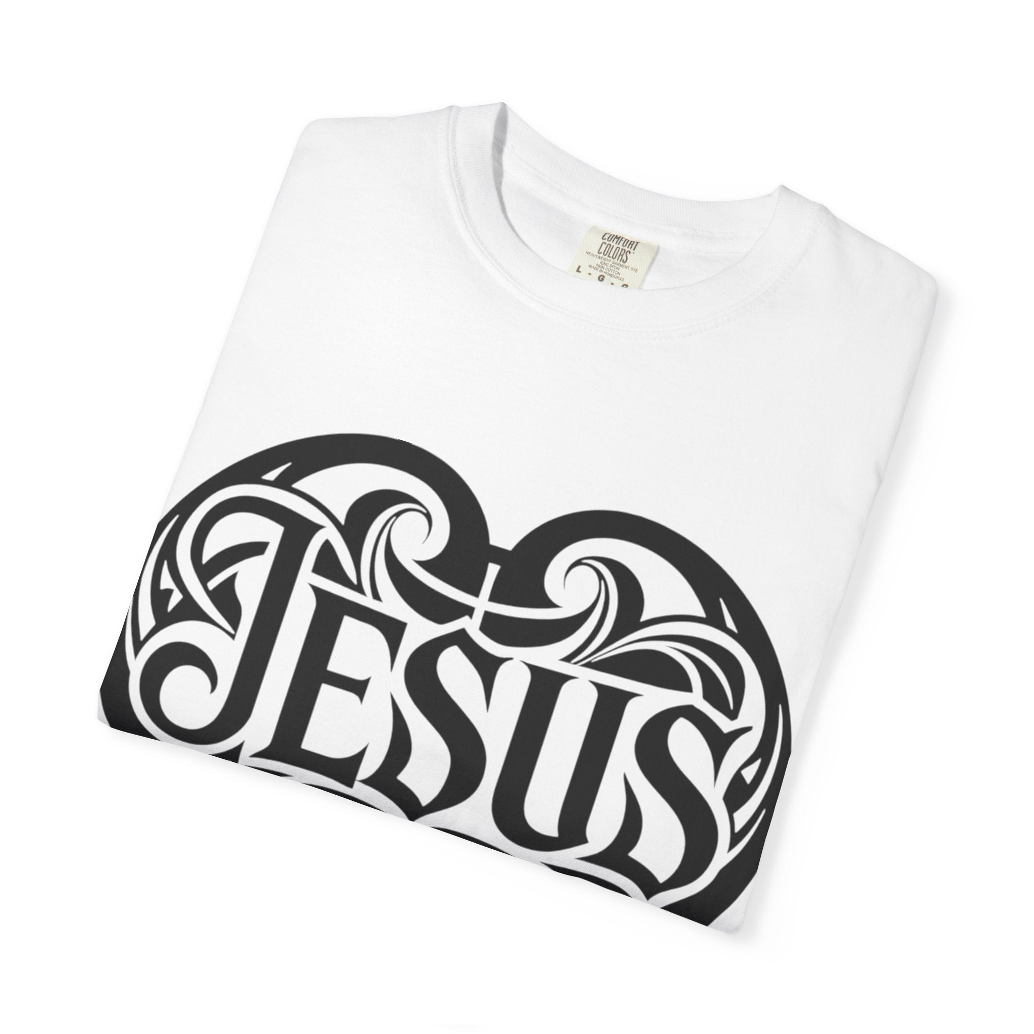 Jesus Heart T-Shirt — Tribal Script Faith Tee