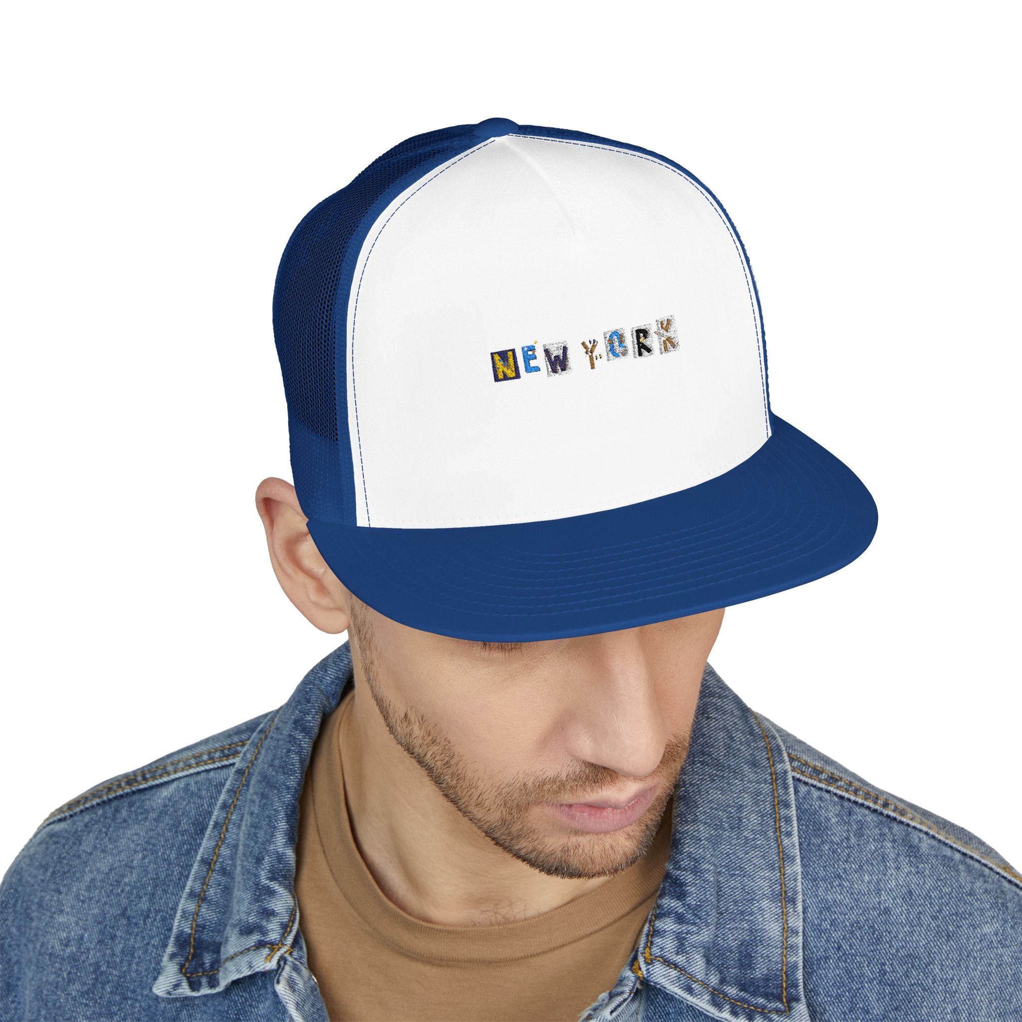 Embroidered New York 5 Panel Trucker Cap - Casual Style for City Lovers