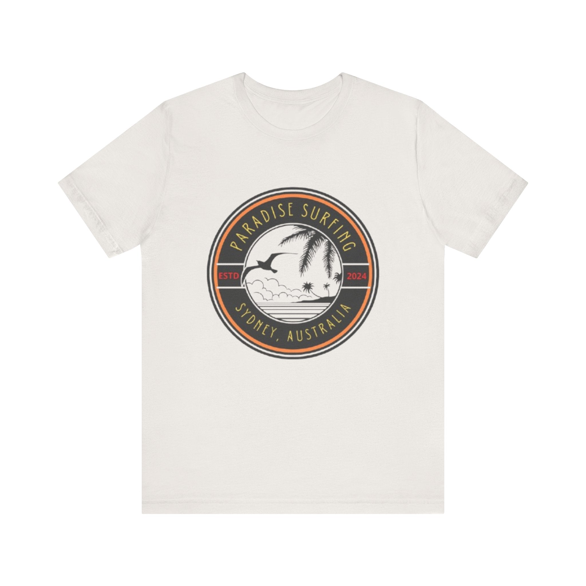 Unisex Graphic Tee - Paradise Surfing Printed Tee - Eco Jersey Shirt .