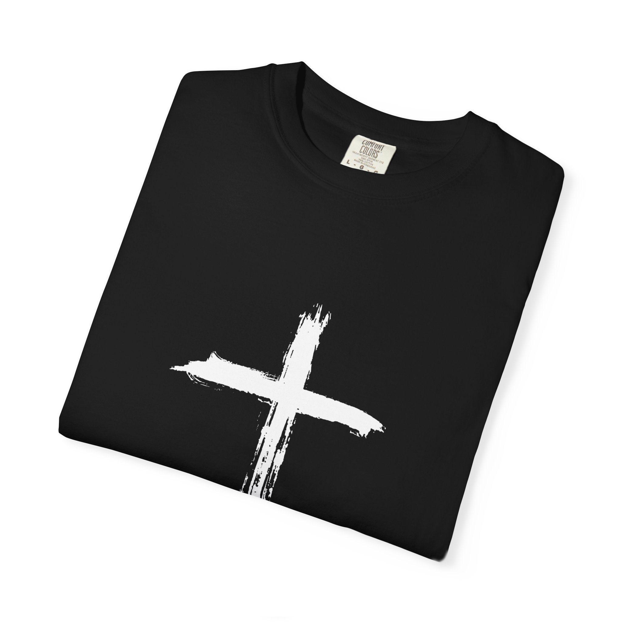 Unisex Garment-Dyed T-shirt with Inspirational Cross Design - Praise The Lord
