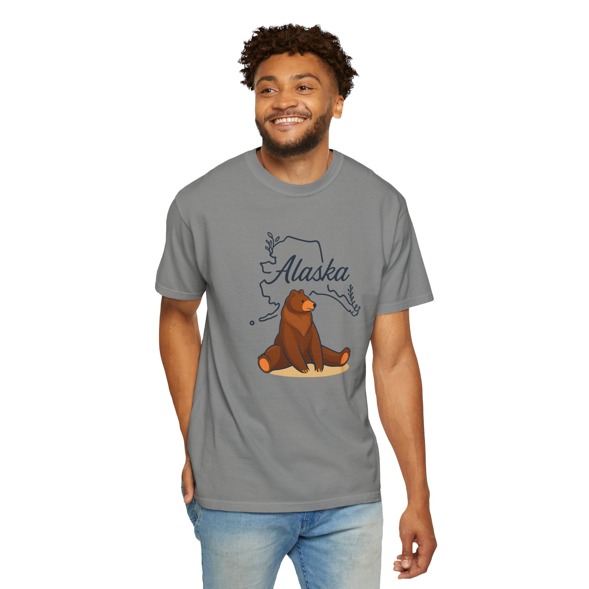 Alaska Bear Graphic Tee, Unisex Nature Shirt, Travel Souvenir T-Shirt, Gift for Outdoors Lovers, Casual Wear, Eco-Friendly Apparel