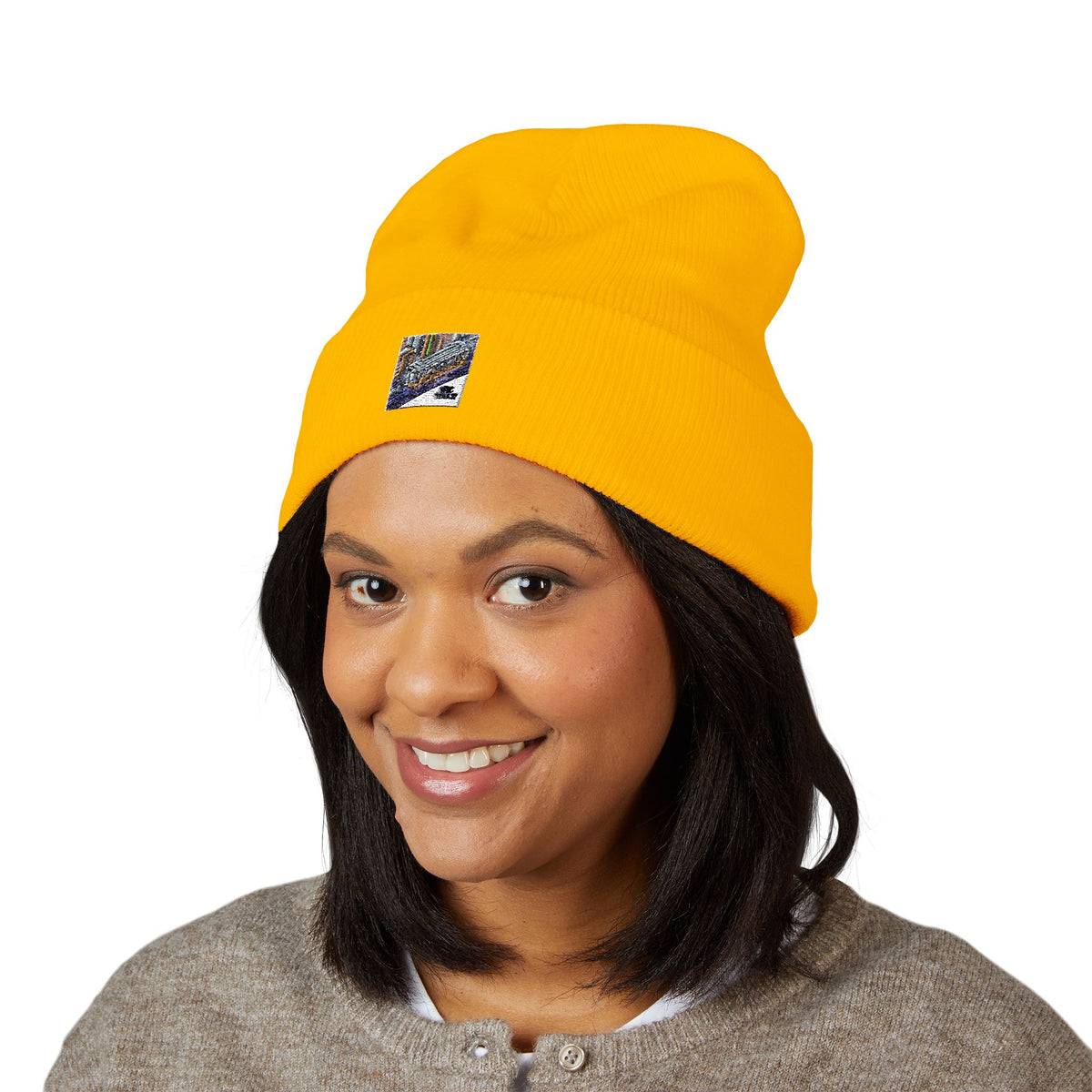 Cozy Embroidered Cuffed Beanie - Winter Warmth & Style